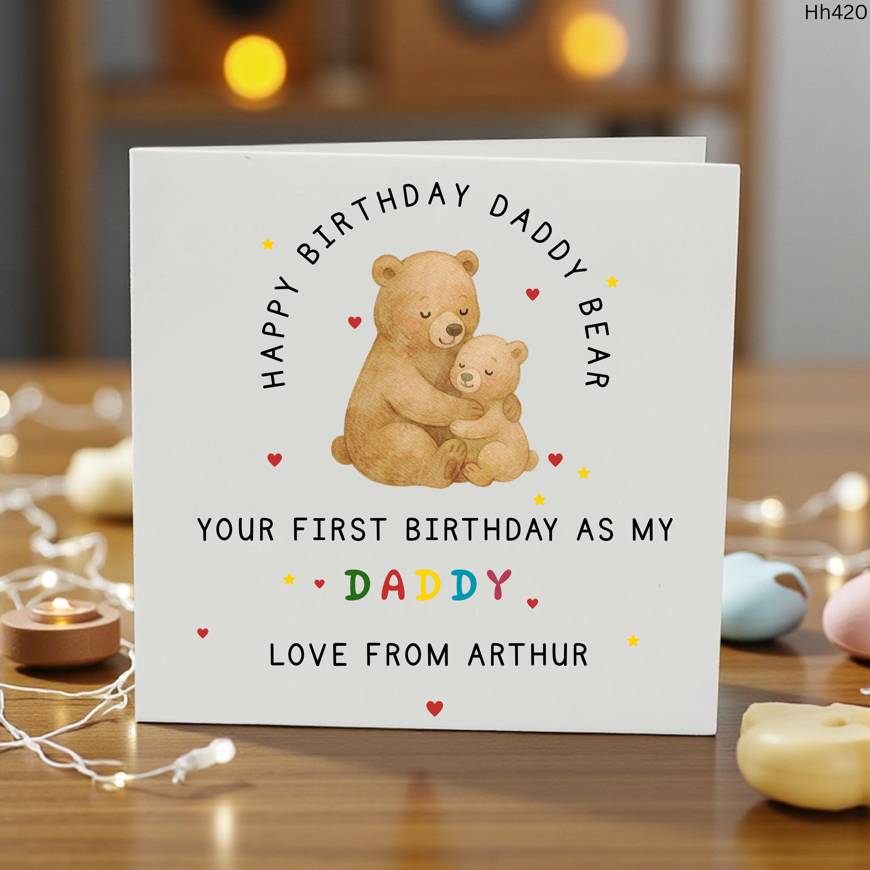 Personalised Daddy First Birthday Card From Baby, Daddy Bear Birthday Card, Your First Birthday As My Daddy, Cute Dad Card