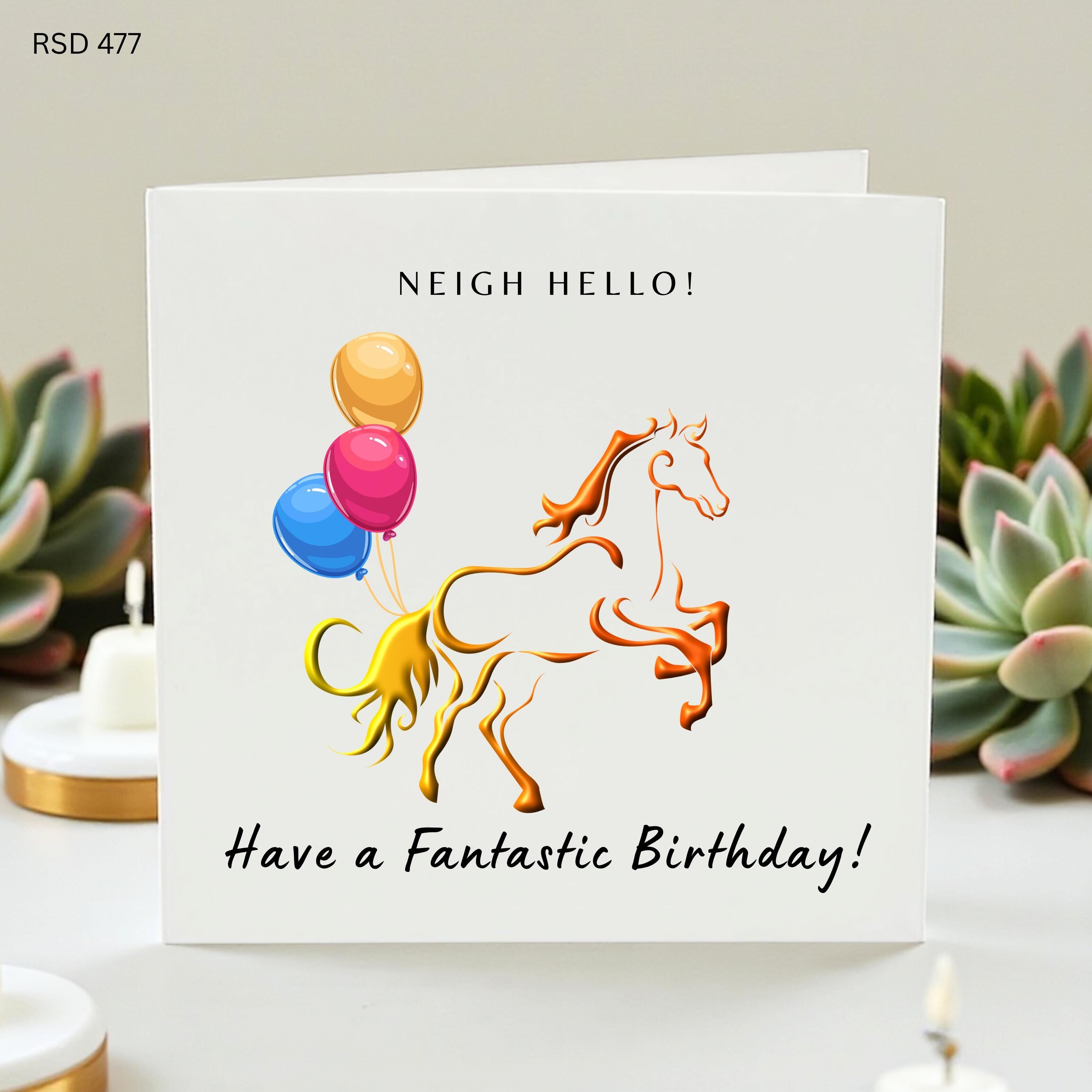 Funny Horse Birthday Card for Equestrian, Neigh Hello Greeting Card for Horse Lover, Cute Pony Fantasy Birthday Gift, Fantastic Birthday