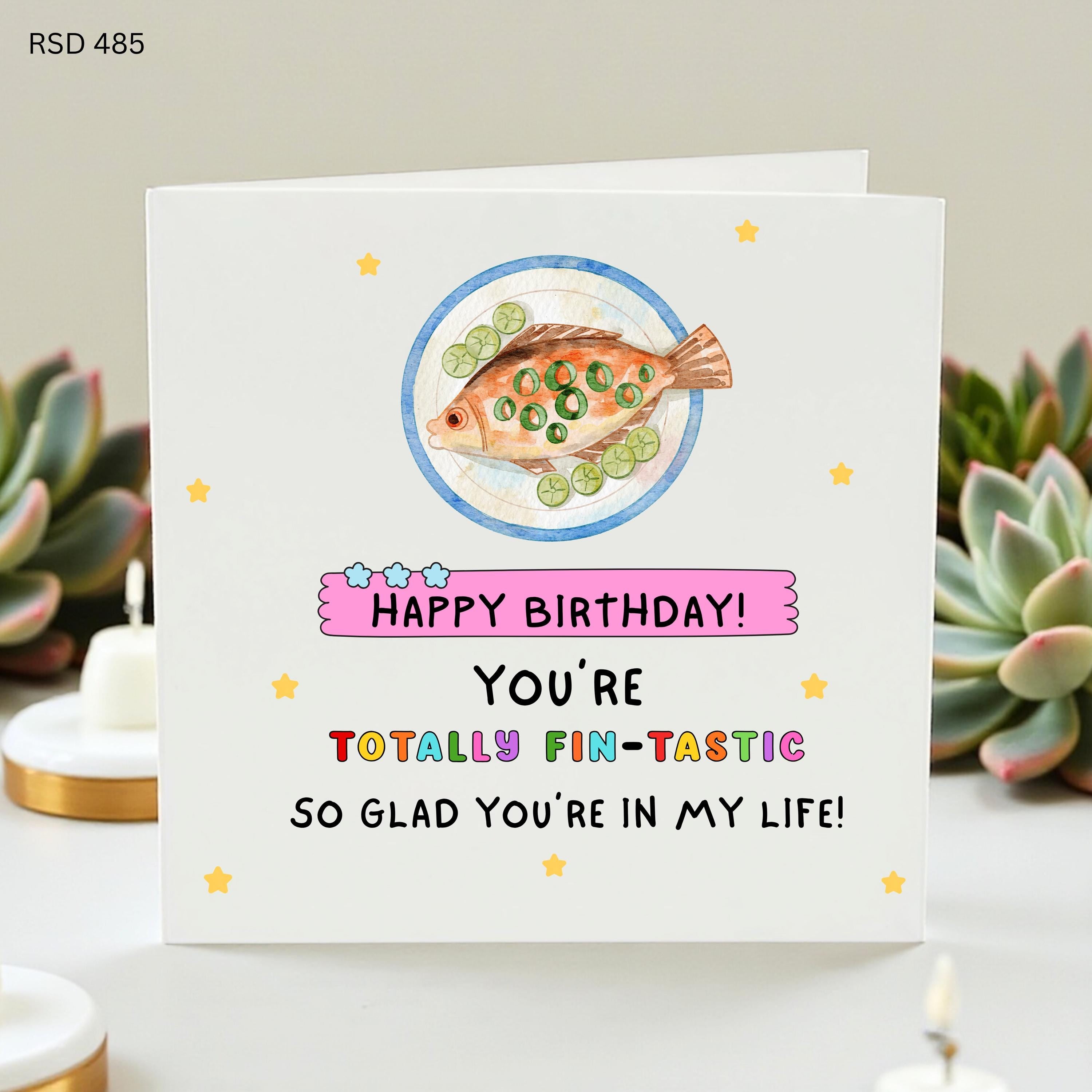 Funny Birthday Card for Him, Fin-tastic Fish Pun Card, Cute Boyfriend Birthday Card, Sarcastic Greeting Card, Punny Birthday Card