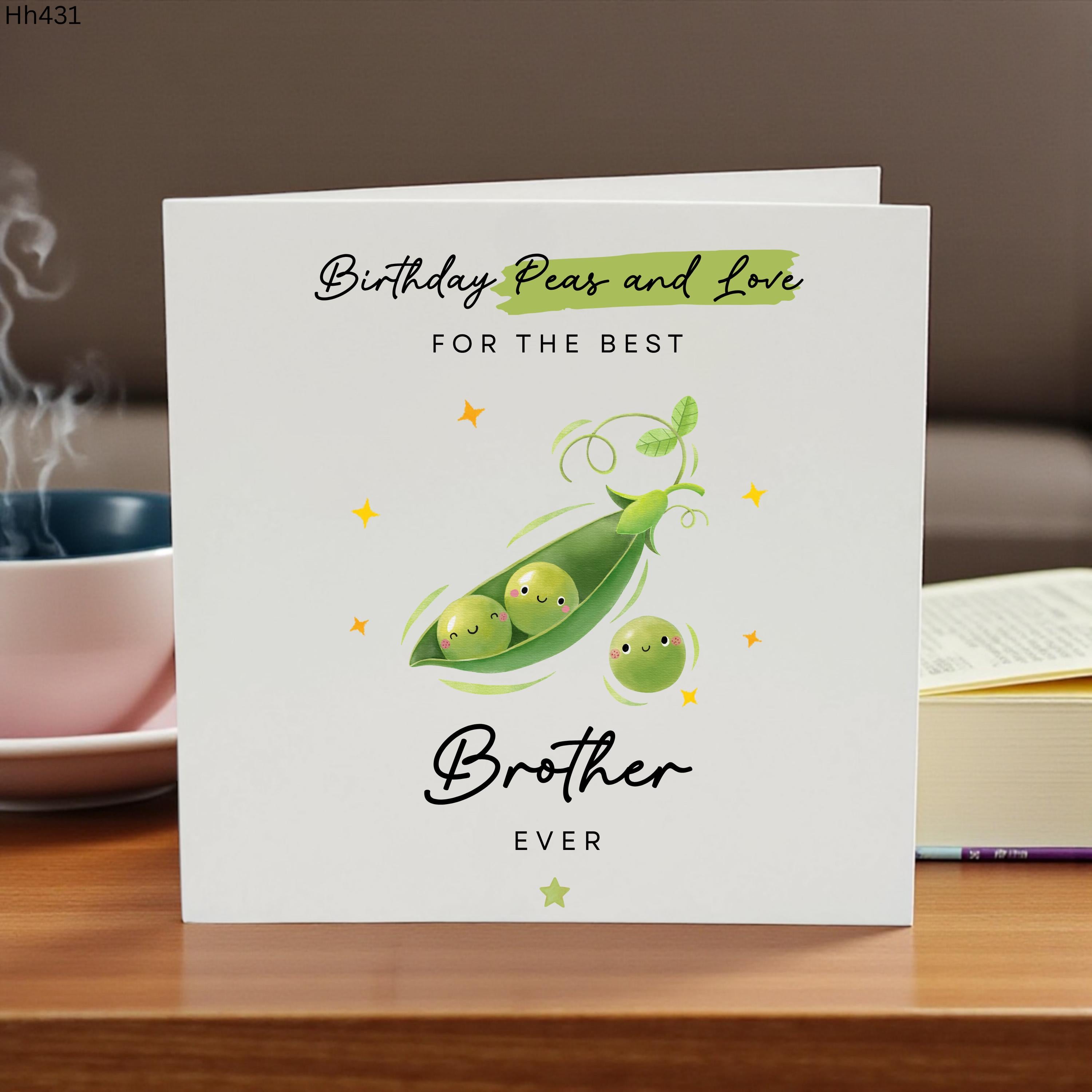 Funny Peas in a Pod Brother Birthday Card, Birthday Peas and Love , Best Brother Ever Card, Cute Brother Birthday Greeting, Brother Birthday
