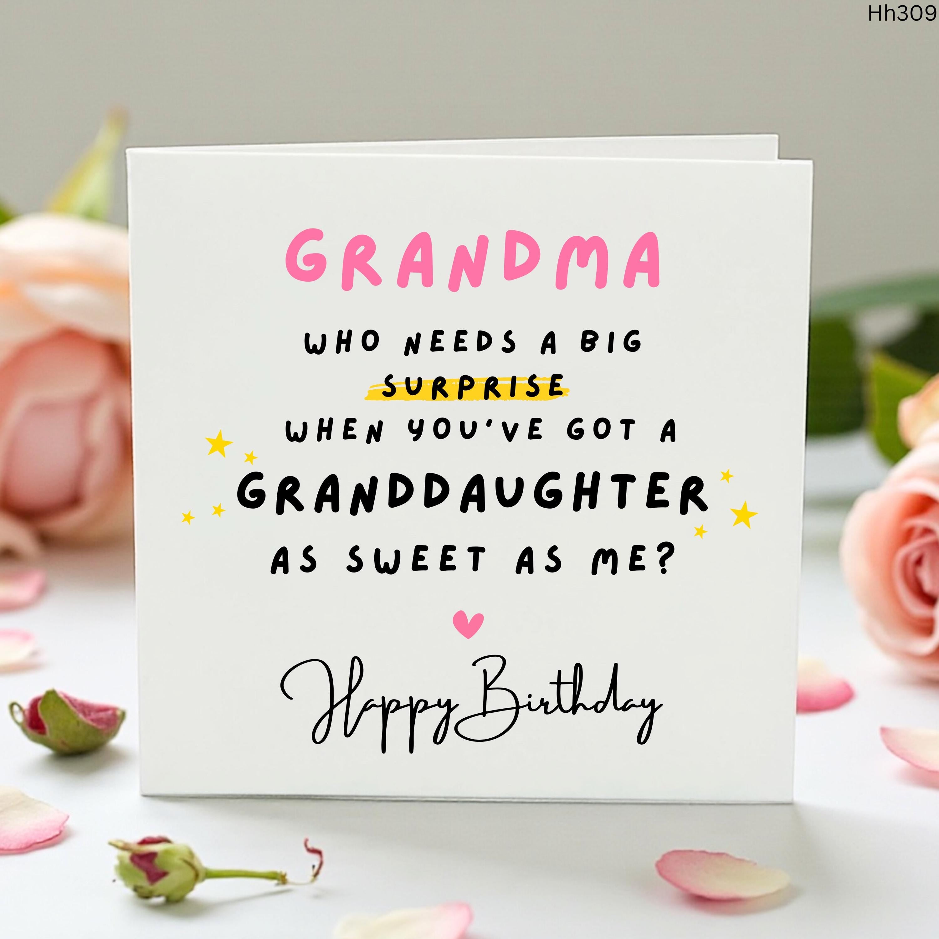 Funny Grandma Birthday Card from Granddaughter, Sarcastic Birthday Card for Grandmother, Joke Birthday Gift for Nan, Witty Card for Granny