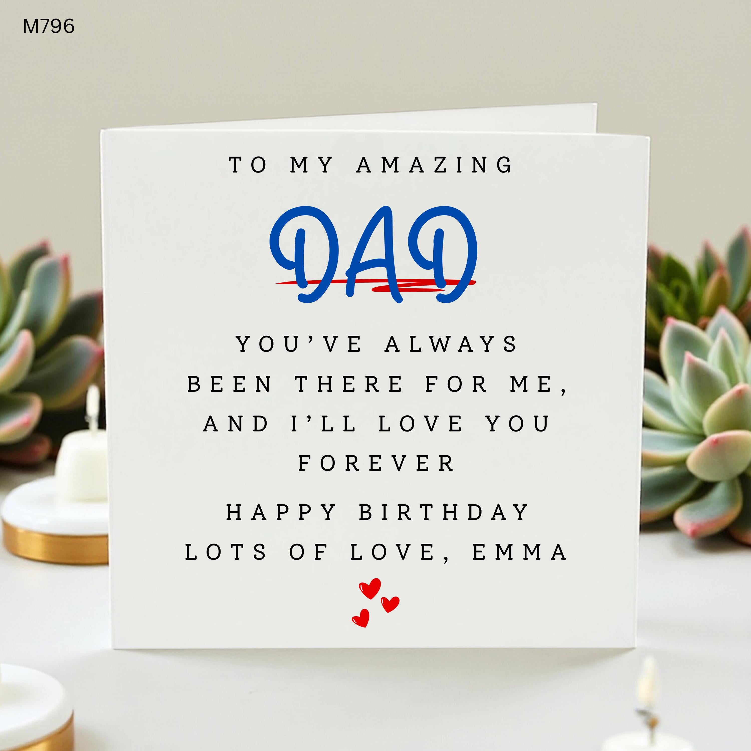 Personalised Dad Birthday Card, Amazing Dad Card From Daughter Son, Father Birthday Card, Custom Message Gift