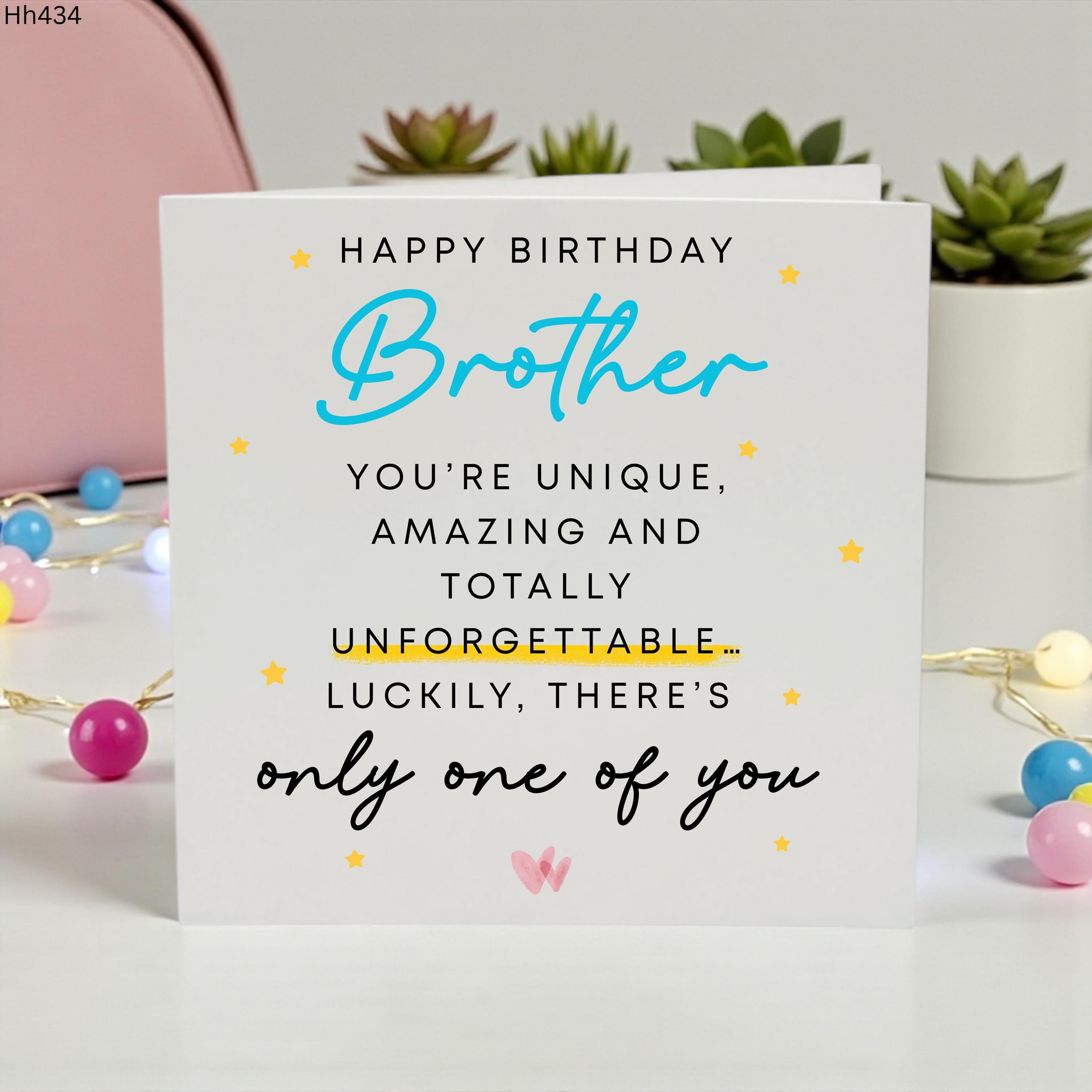 Funny Brother Birthday Card, Happy Birthday Brother Card, Unique Brother Birthday Gift, Unforgettable Brother Greeting Card, Special Brother