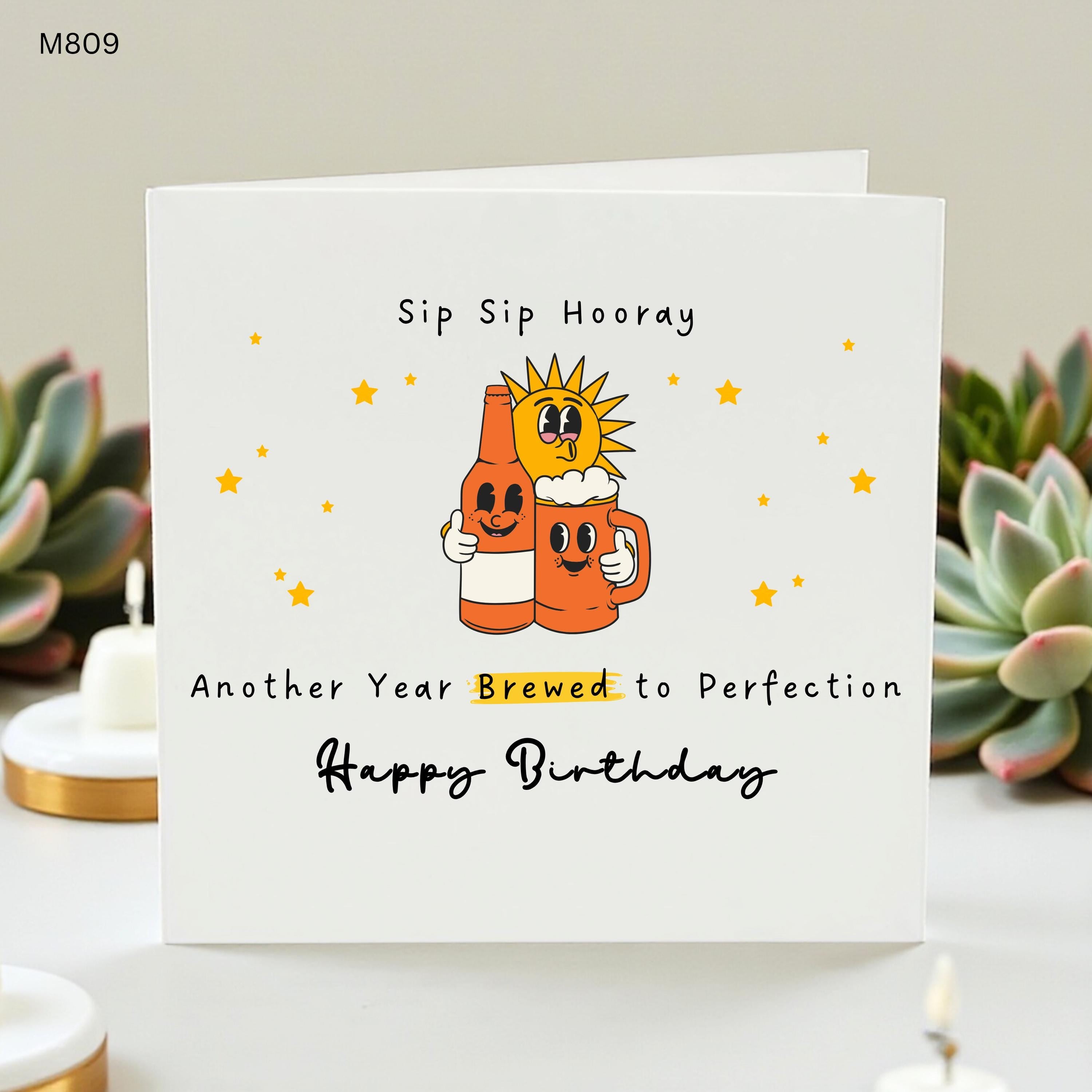 Funny Beer Birthday Card, Sip Sip Hooray Card, Brewed To Perfection Birthday Card, Beer Lover Card For Him, Dad Husband Friend Gift