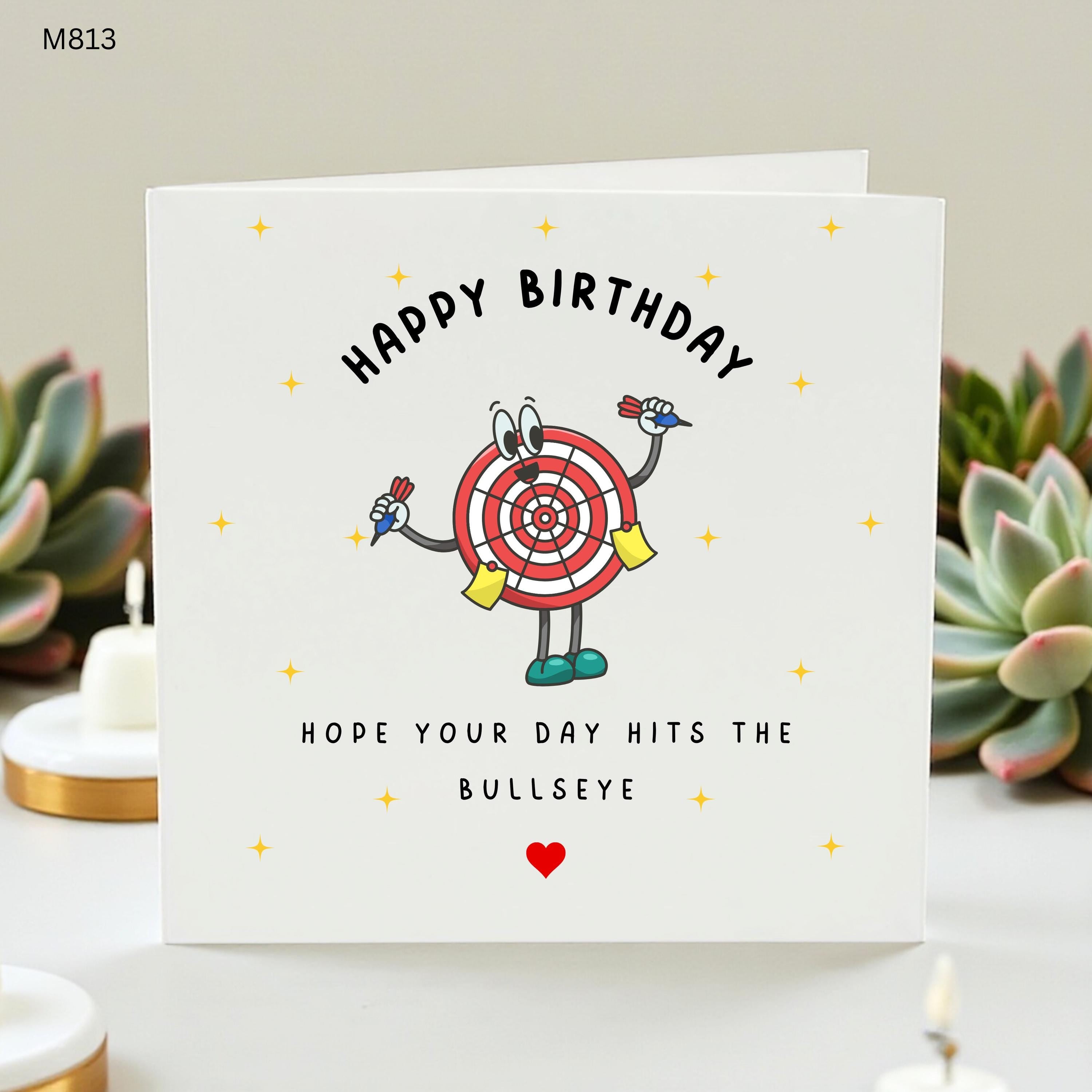 Darts Birthday Card, Funny Bullseye Birthday Card, Dartboard Card For Him, Darts Player Gift, Dad Husband Friend Card
