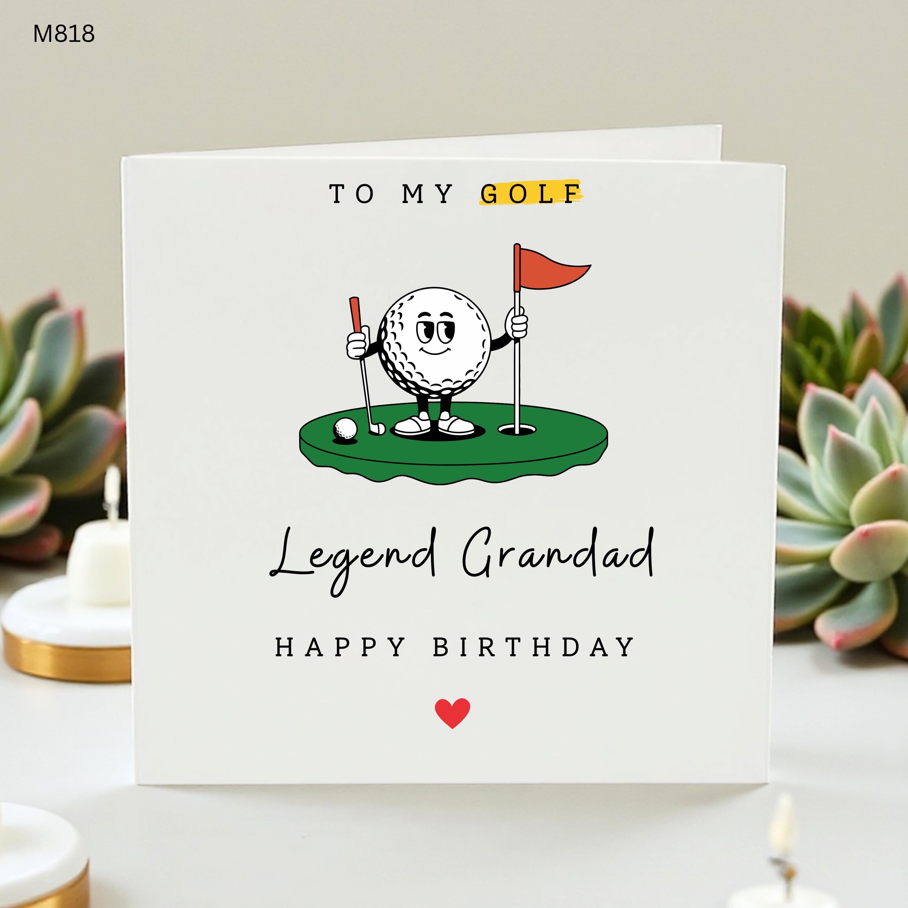 Golf Grandad Birthday Card, Legend Grandad Golf Card, Funny Golf Birthday Card For Grandad, Golf Lover Gift From Grandchildren