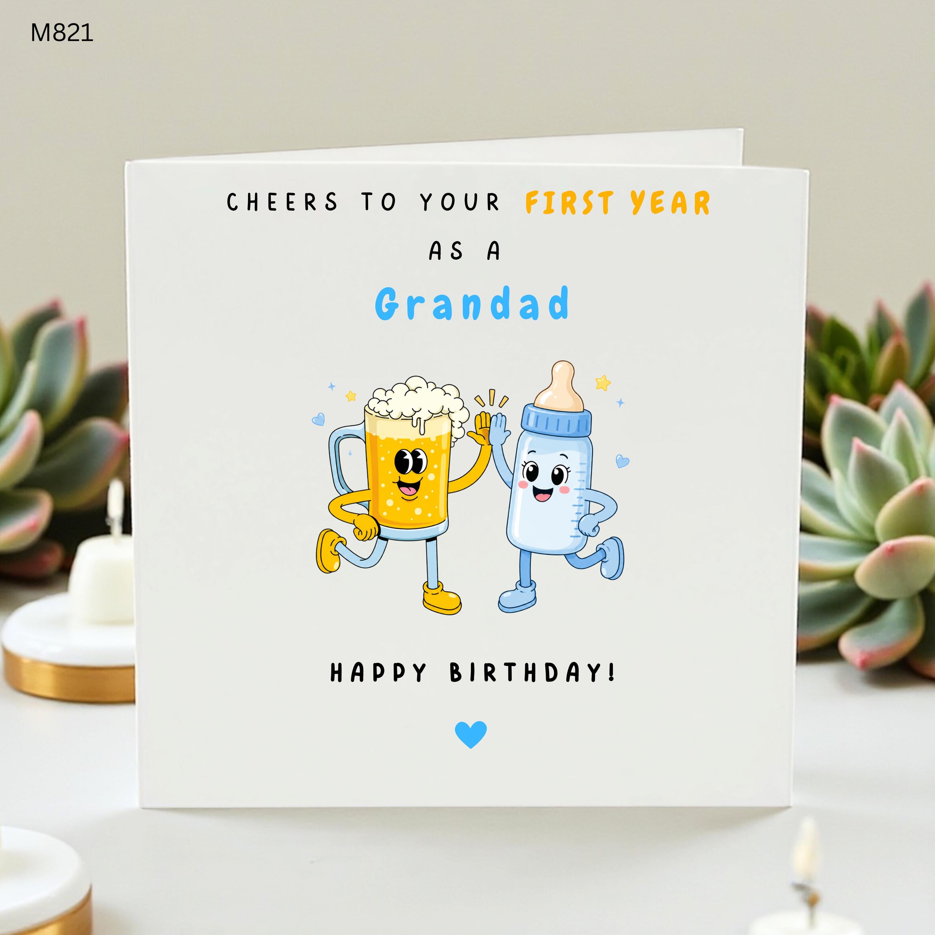 First Year As Grandad Birthday Card, New Grandad Birthday Card, Funny Beer Baby Bottle Card, Grandad Gift From Grandchild