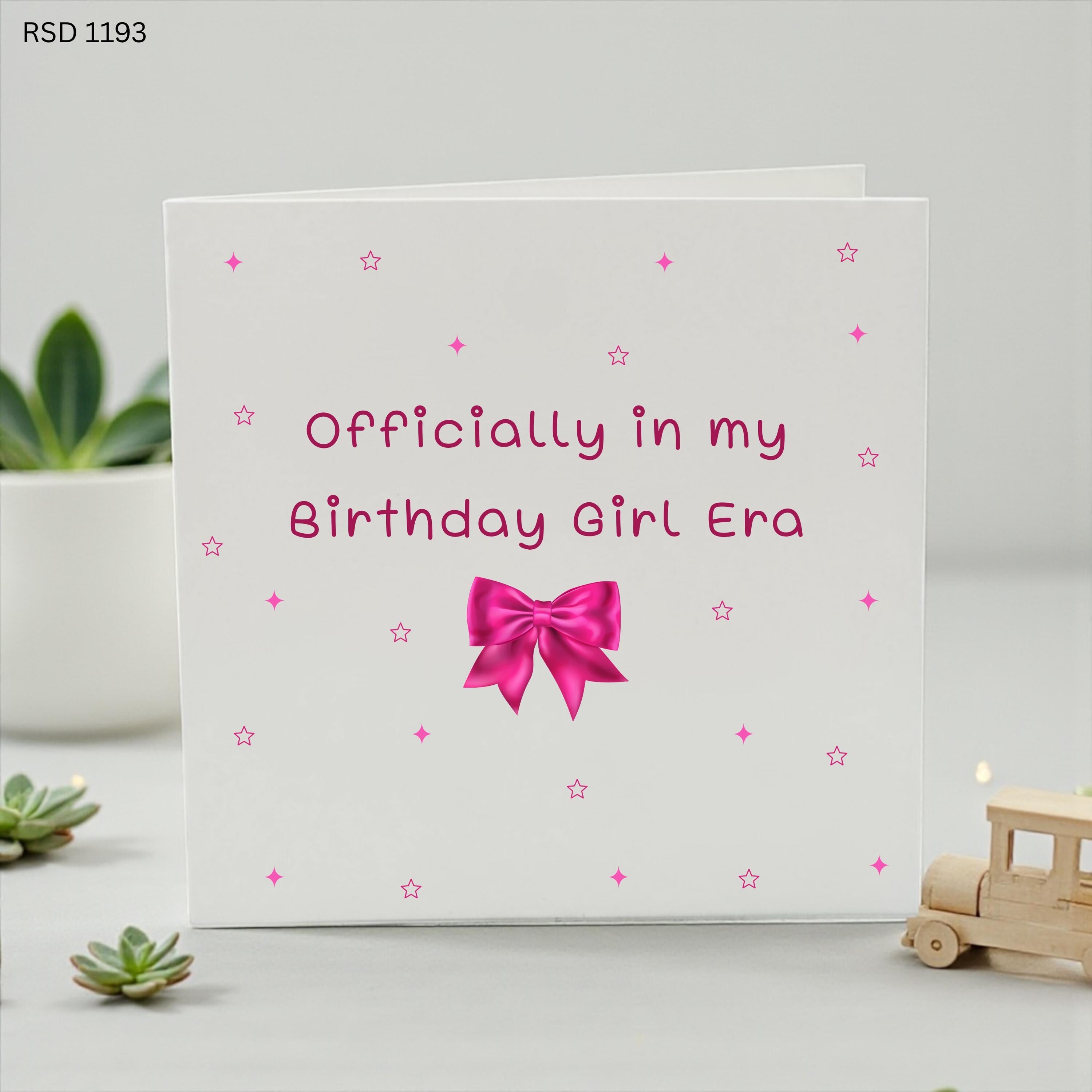 Officially In My Birthday Girl Era Card, Trendy Birthday Girl , Cute Pink Bow Birthday Card, Aesthetic Birthday Card for Her, Teen Birthday