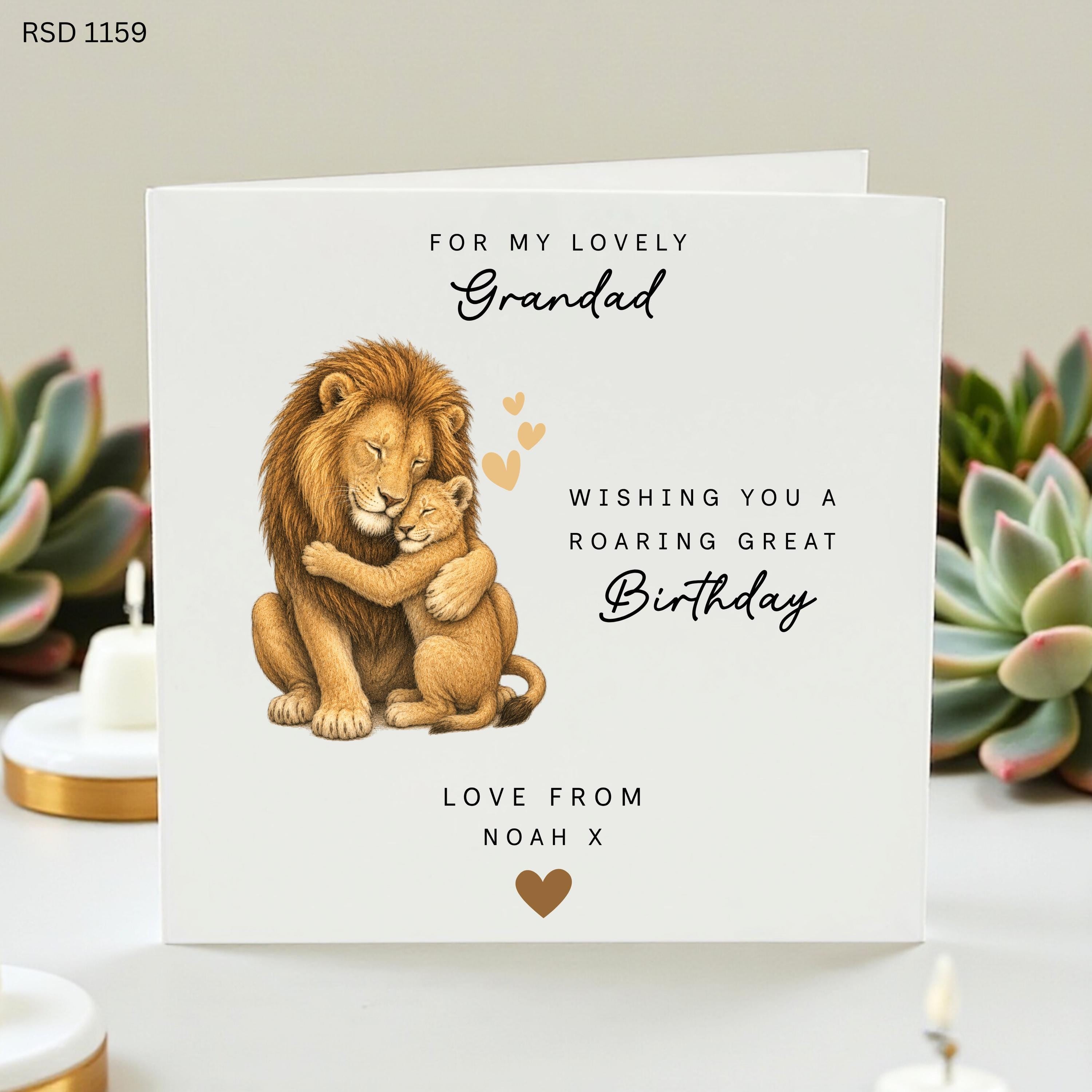 Grandad Birthday Card, Lion Grandad Card From Grandchild, Roaring Great Birthday Card, Personalised Grandpa Gift From Kids