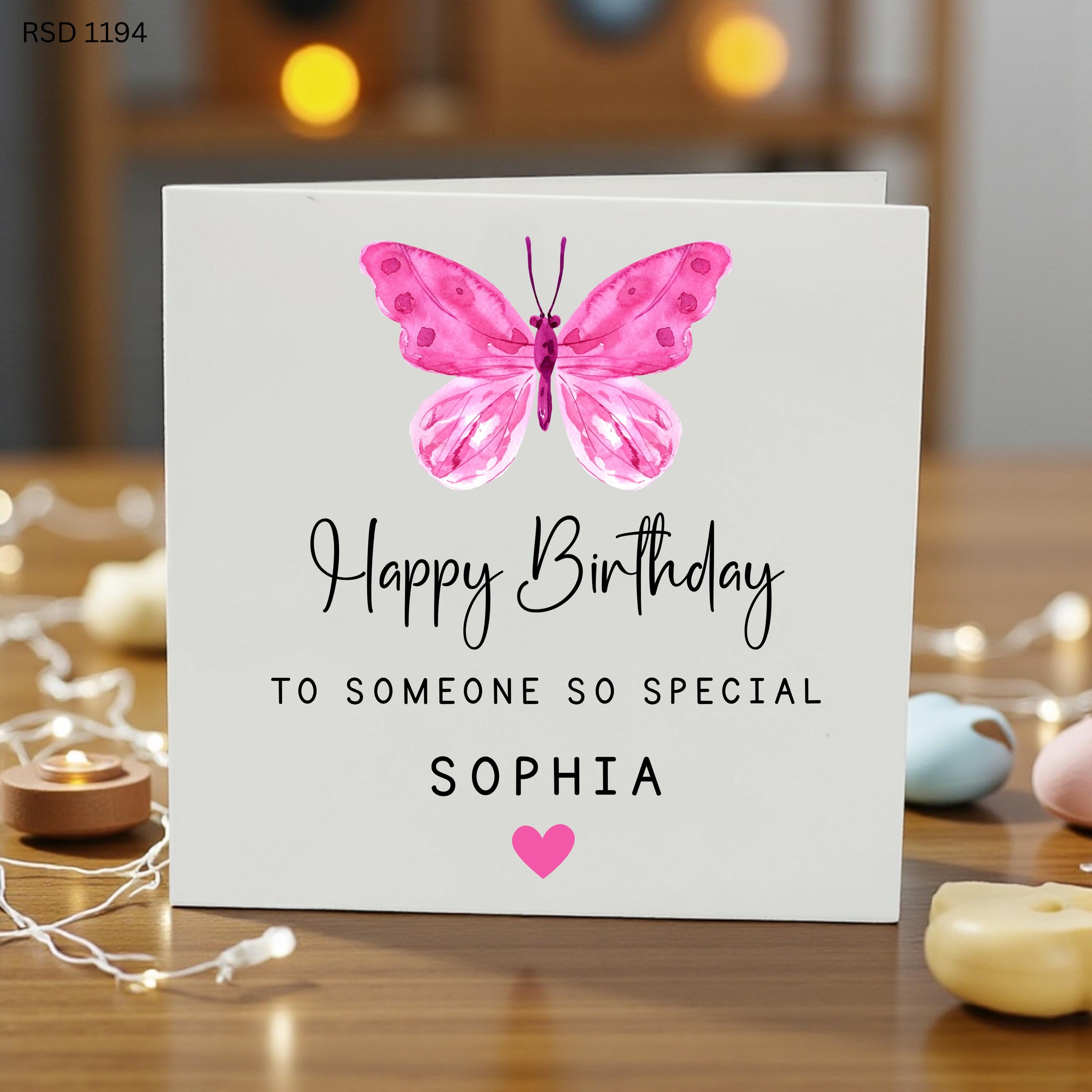 Personalised Butterfly Birthday Card, Pink Butterfly Birthday Card, Custom Birthday Card for Her, Happy Birthday Special Daughter Card,