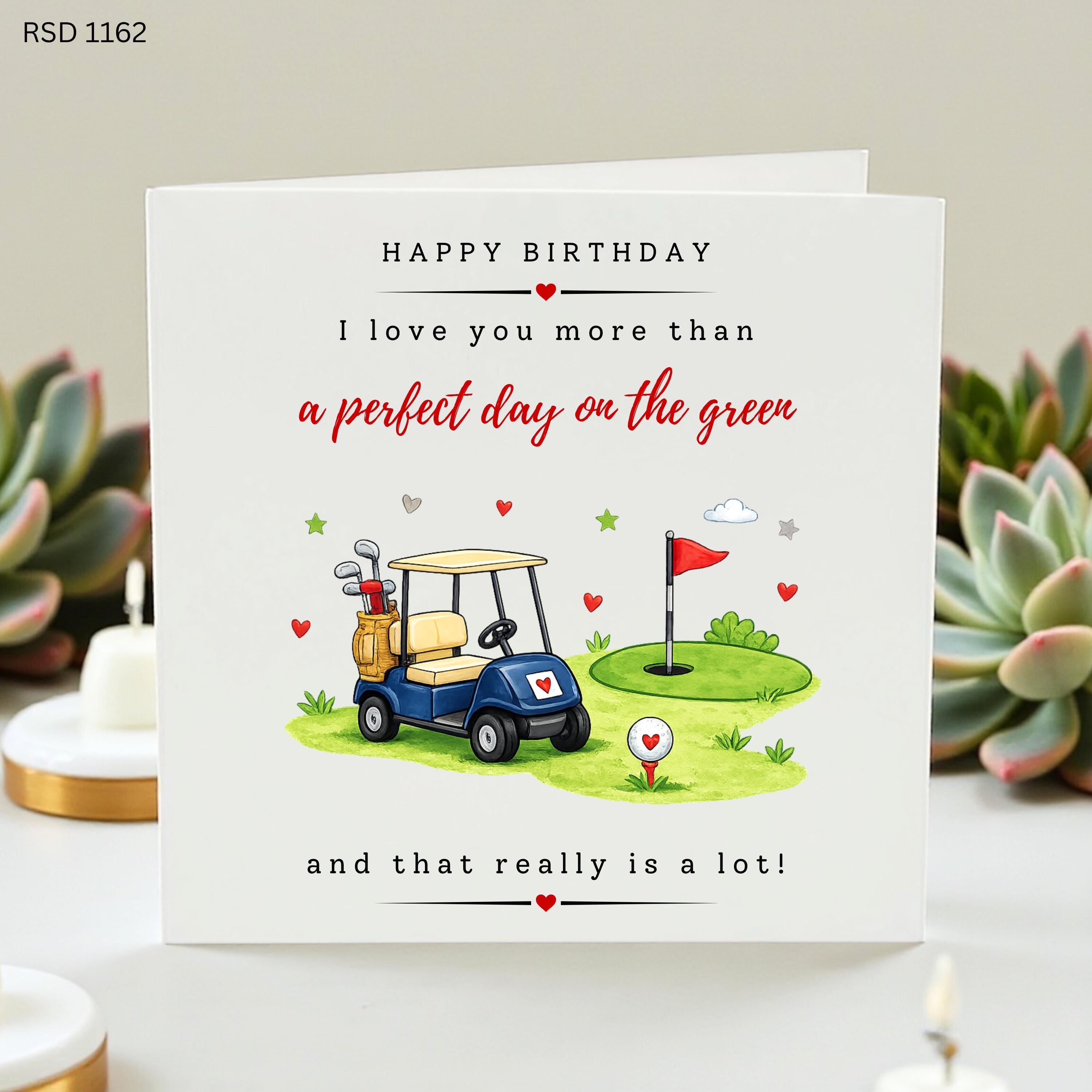 Golf Birthday Card, Funny Golf Lover Card For Him, Husband Boyfriend Dad Birthday Card, Golf Cart Birthday Card