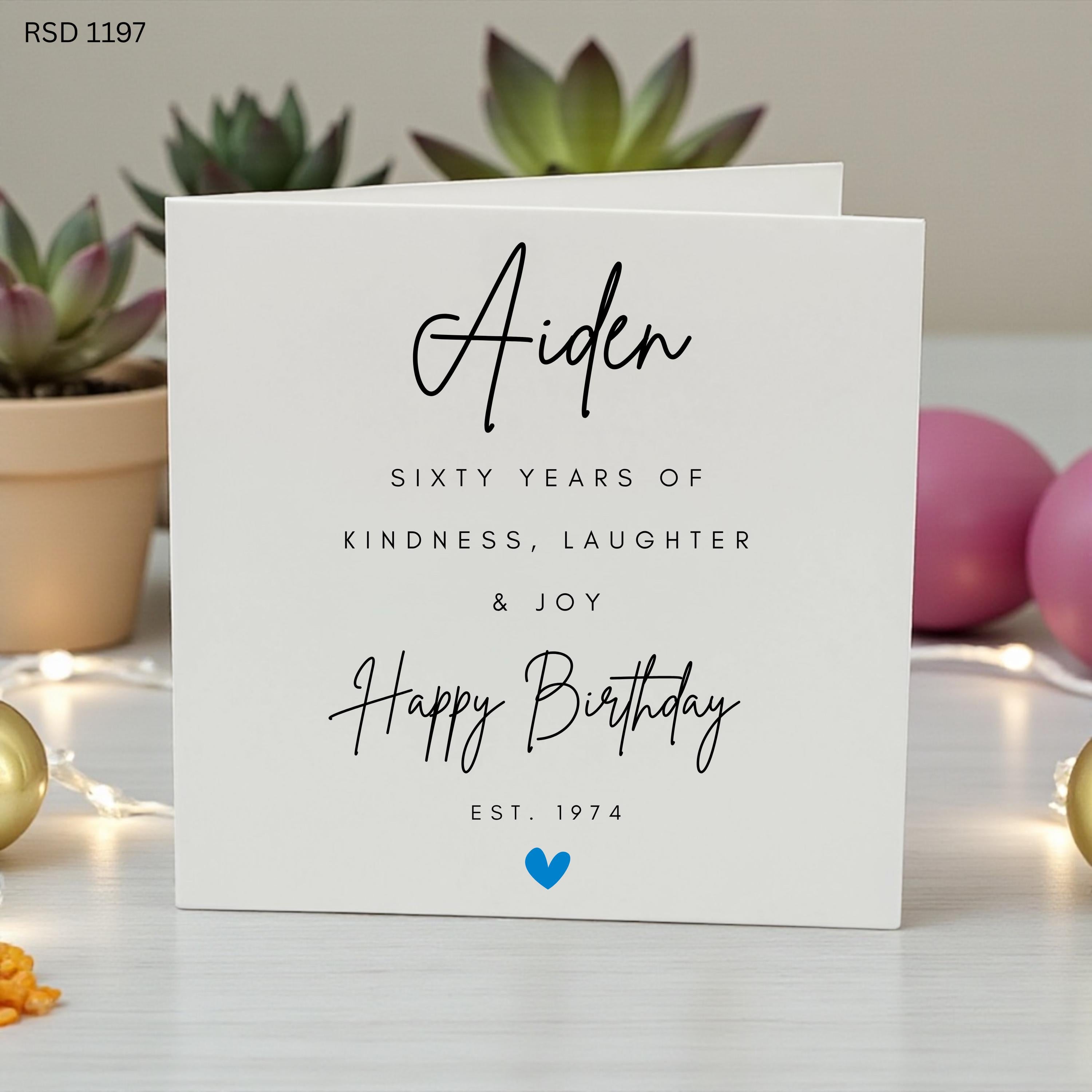 Personalised 60th Birthday Card, Custom Milestone Birthday Card, Sixty Years of Kindness Laughter & Joy, 60th Birthday Card for Him,