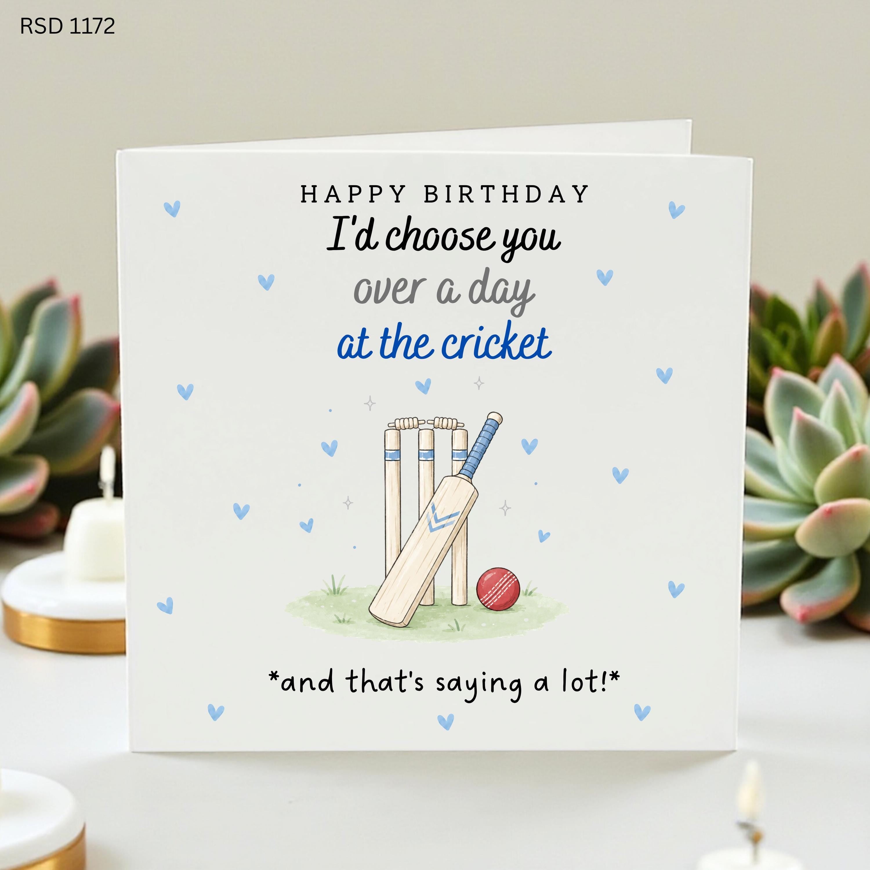 Funny Cricket Birthday Card For Him, I’d Choose You Over Cricket Card, Husband Boyfriend Cricket Lover Card