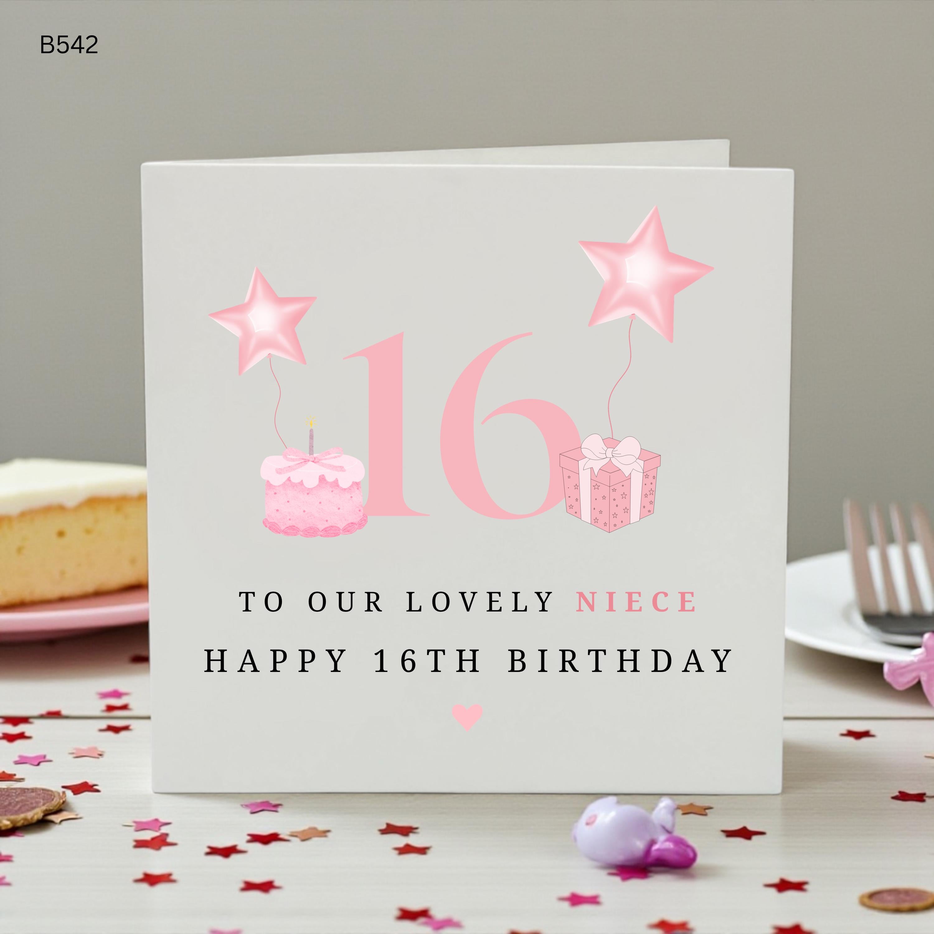 Personalised 16th Birthday Card for Niece, Sweet 16 Niece Birthday Card, Custom Niece Birthday Card, Happy 16th Birthday Niece, Pink Sweet