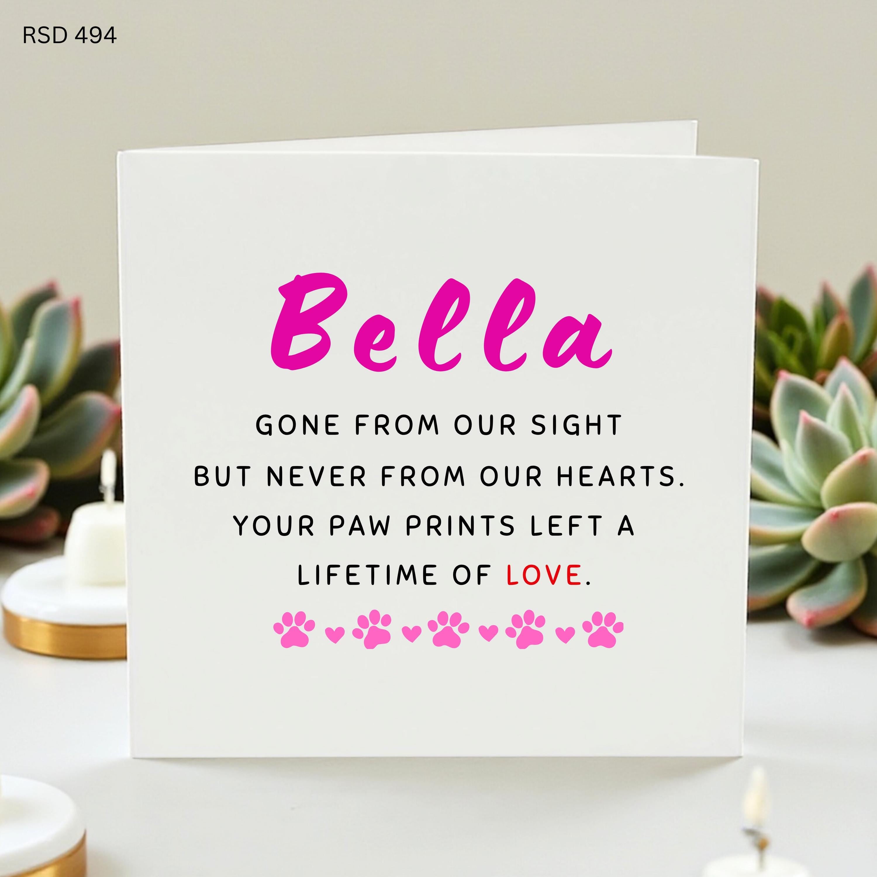 Personalised Pet Loss Card, Dog Cat Memorial Card, Pet Sympathy Card, Rainbow Bridge Gift, Loss of Pet Keepsake Card