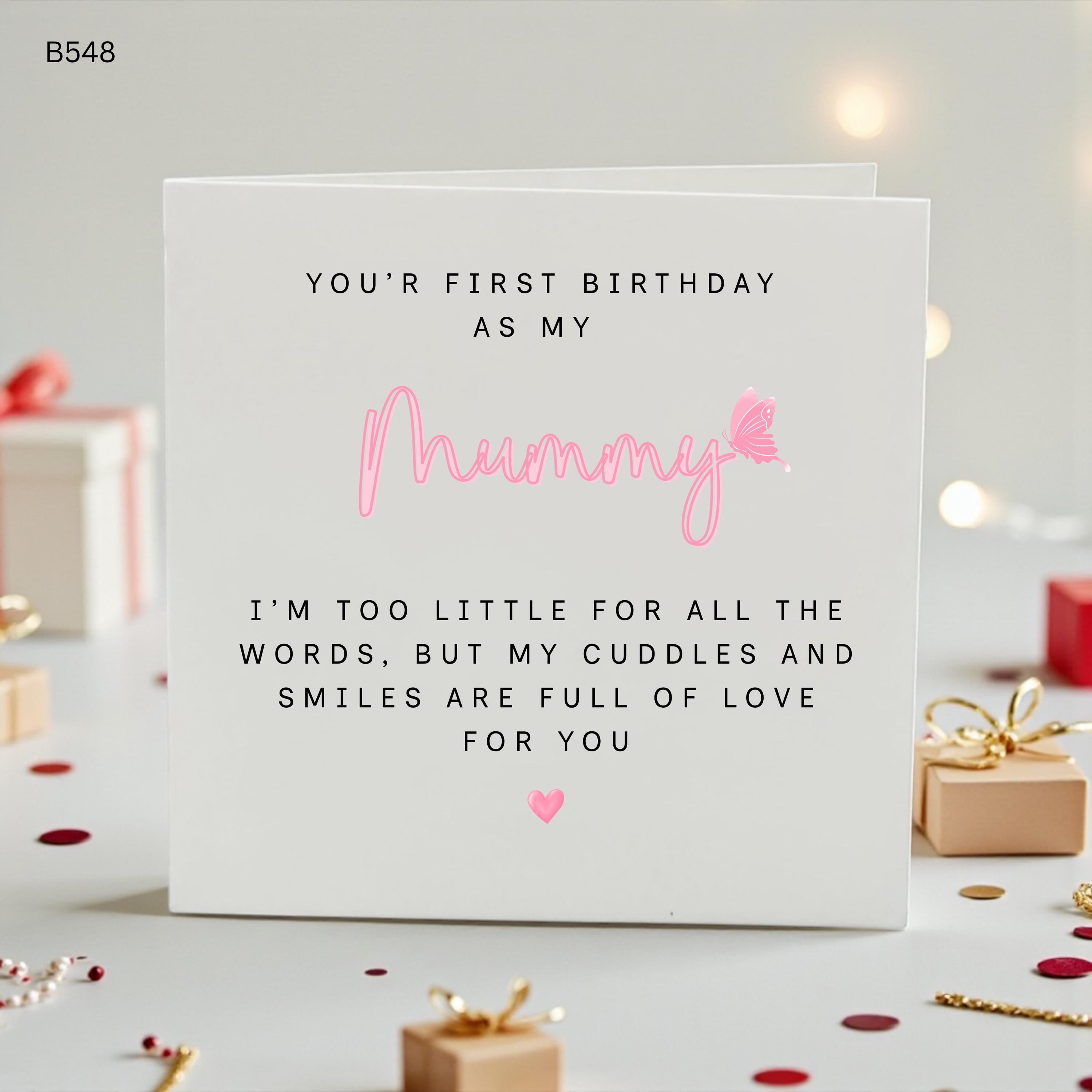 First Birthday as My Mummy Card, Personalised Birthday Card from Baby, Mum Birthday Card from Daughter Son, Custom Mummy Birthday Card