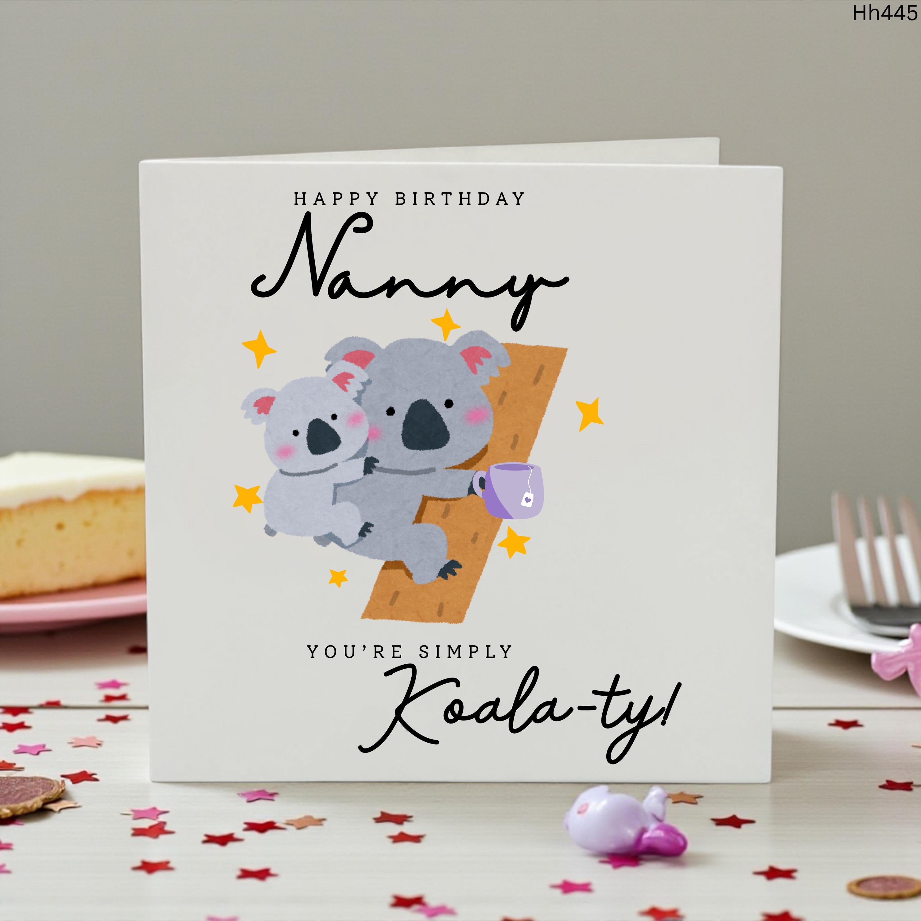 Nanny Birthday Card, Cute Nanny Birthday Card, Funny Nanny Card, Koala Birthday Card, Special Nan Birthday Gift, Nana Card