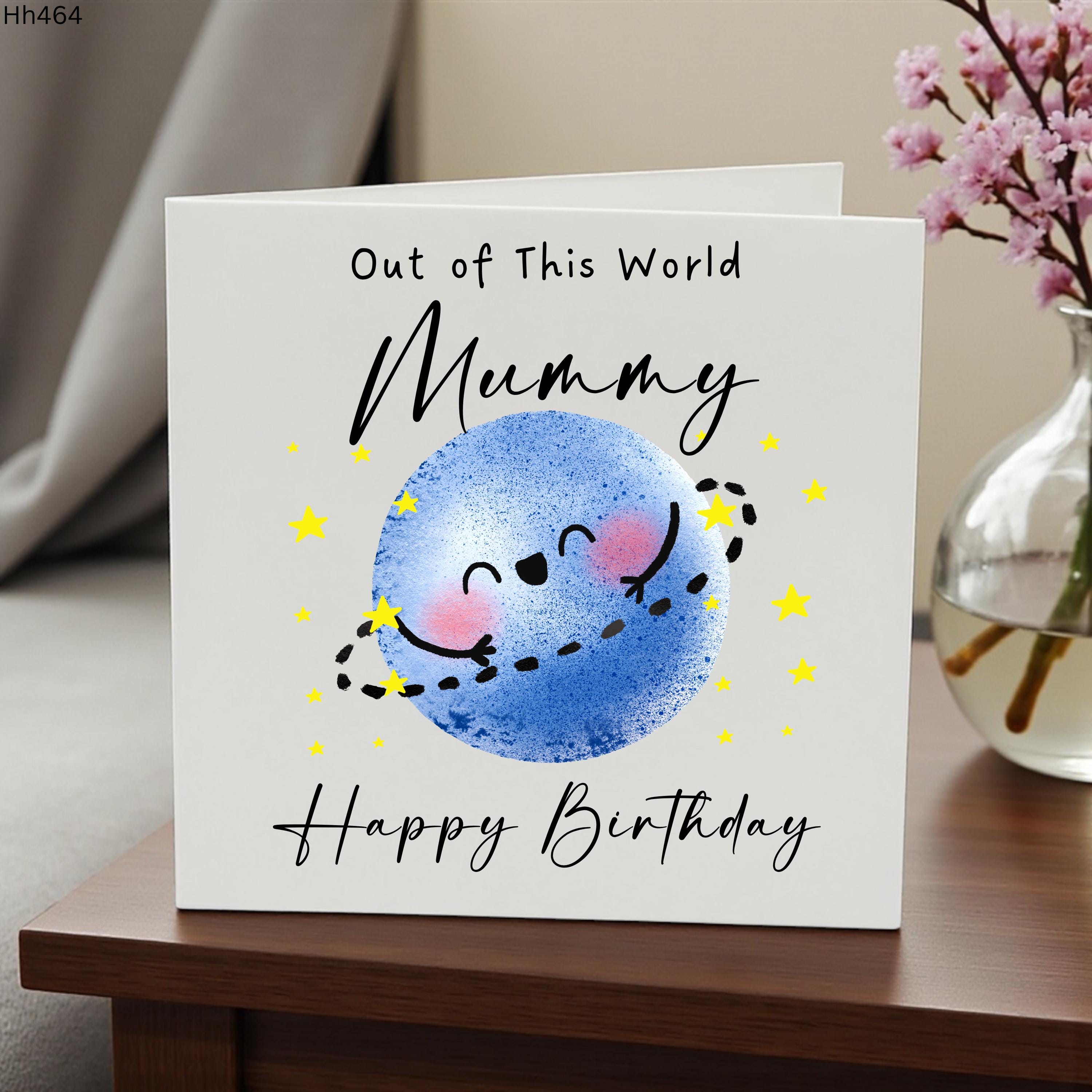 Mummy Birthday Card, Out Of This World Mum Birthday Card, Cute Space Theme Birthday Card for Mum, Mother Birthday Gift