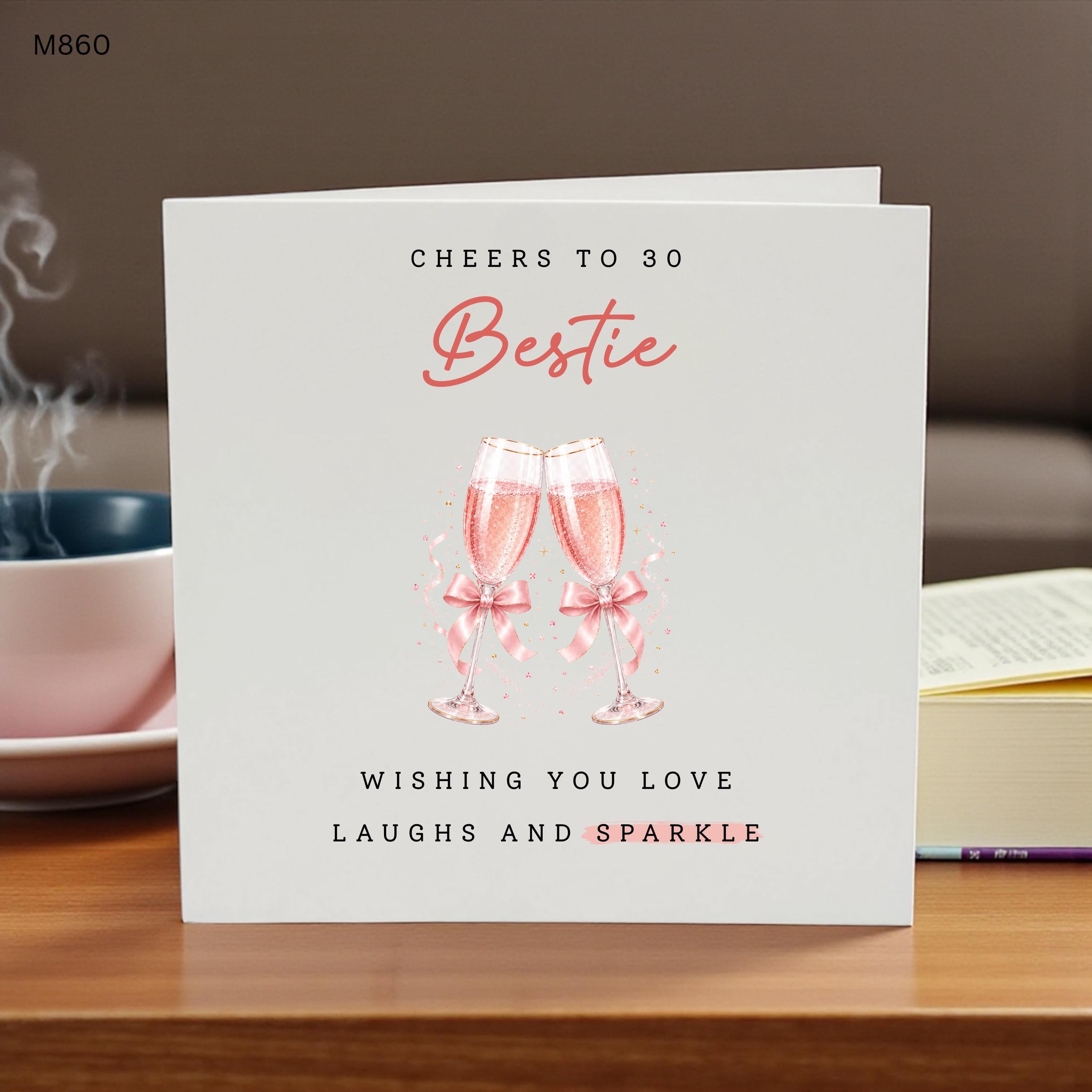 30th Birthday Card for Best Friend, Cheers To 30 Bestie Card, 30th Birthday Card for Her, Bestie Birthday Gift Card