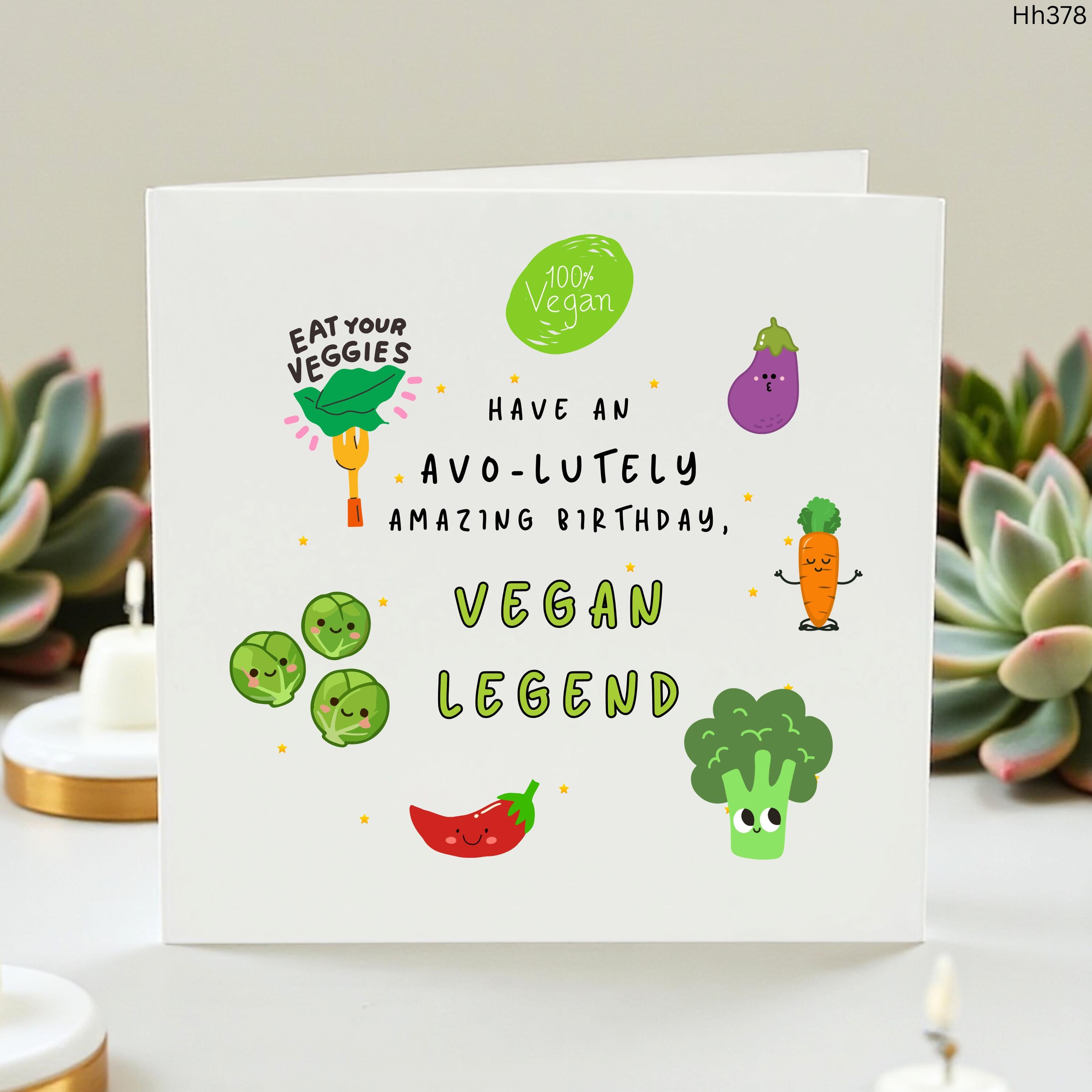 Vegan Birthday Card, Vegan Legend Card, Funny Plant Based Birthday Card, Avo-lutely Amazing Vegan Card, Vegetable Birthday Card