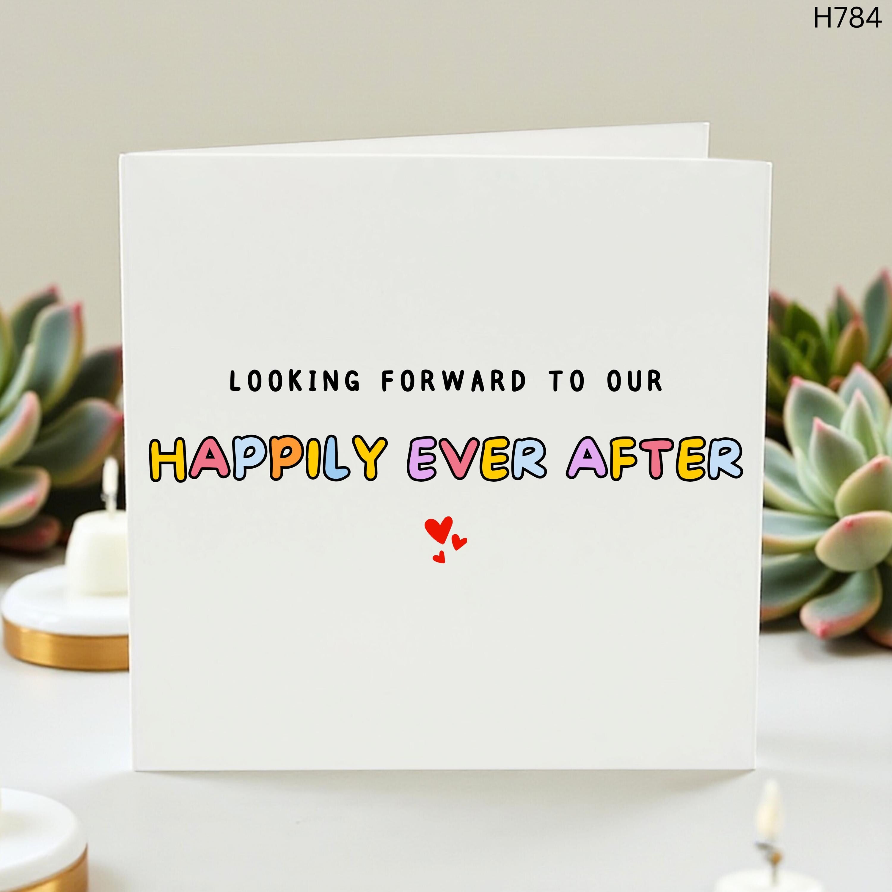 Happily Ever After Wedding Card, Cute Wedding Day Card For Bride Groom, Fiancé Fiancée Card, Future Husband Wife Love Card