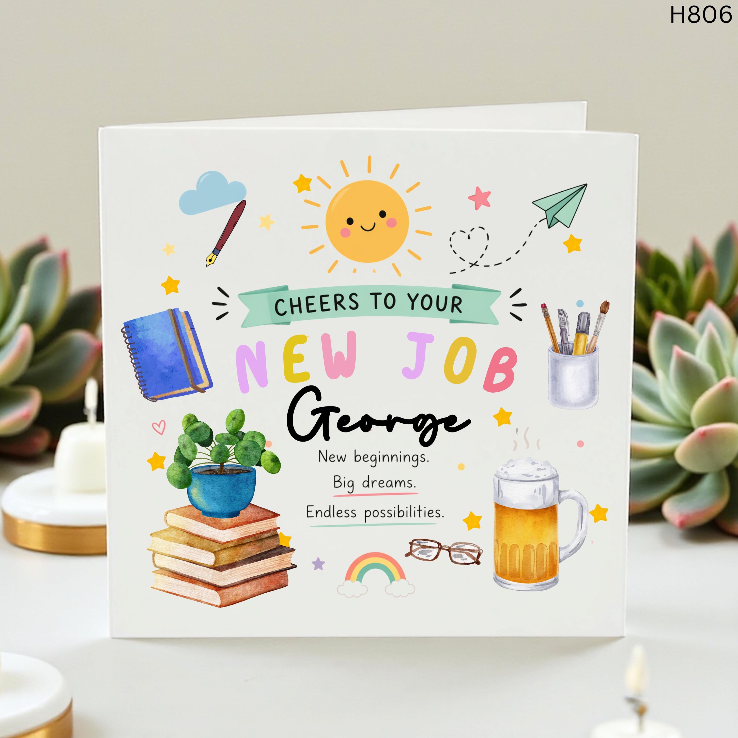 Personalised New Job Card, Congratulations New Role Card, Good Luck In Your New Job, Work Colleague Leaving Card, New Beginnings Card