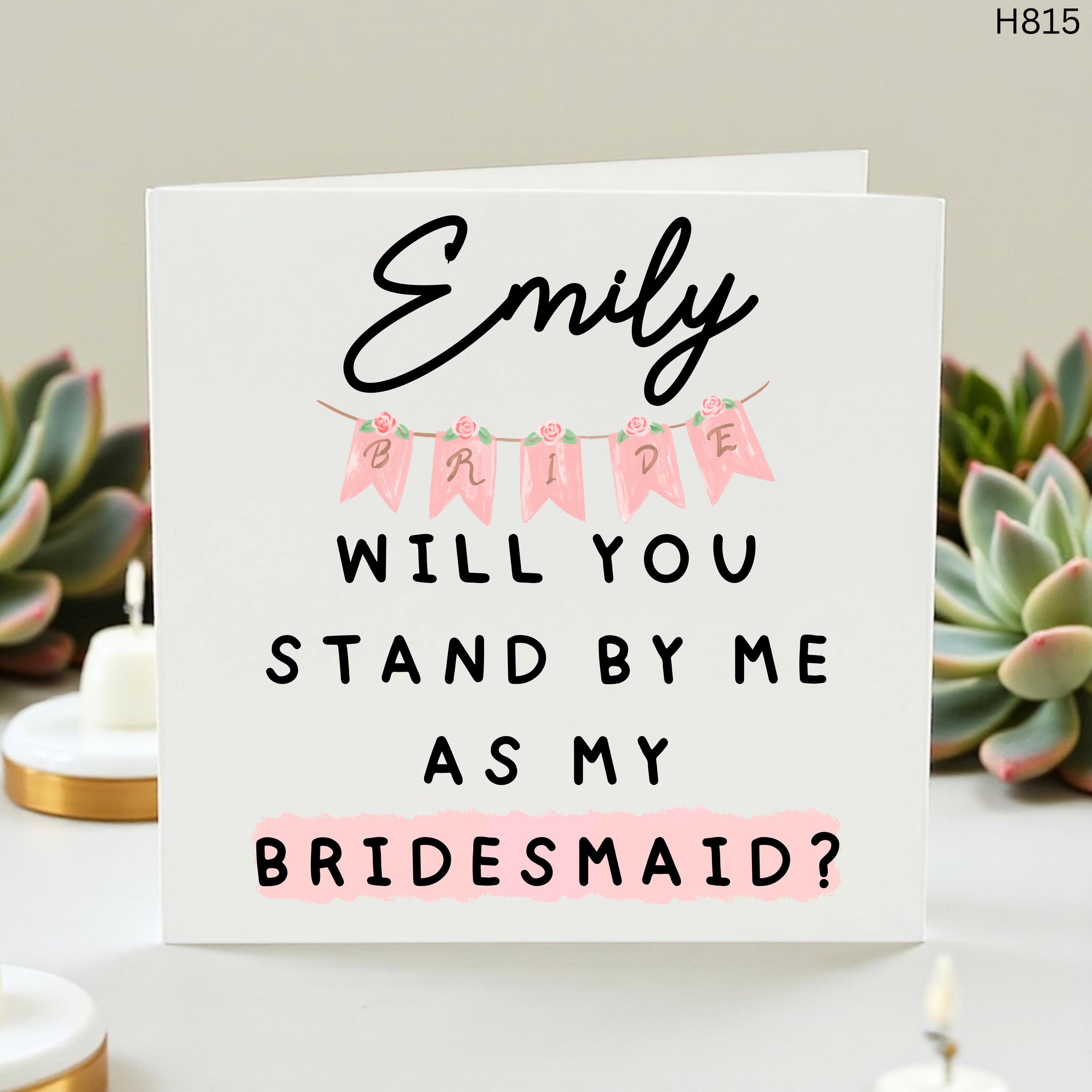 Personalised Bridesmaid Proposal Card, Will You Stand By Me As My Bridesmaid, Bride Tribe Wedding Party Card, Custom Name Card