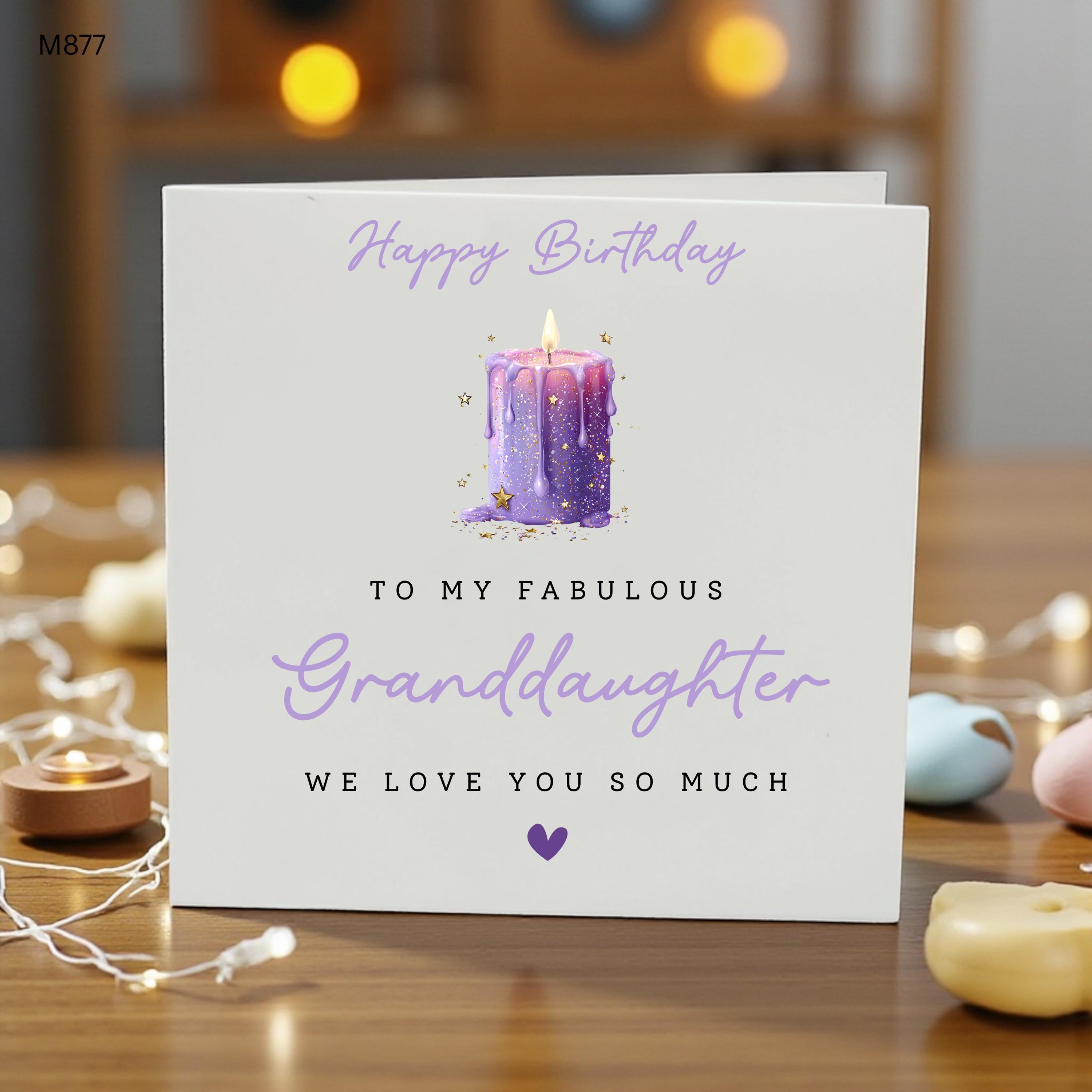 Granddaughter Birthday Card, Personalised Granddaughter Card, Happy Birthday Granddaughter, Candle Birthday Card for Her