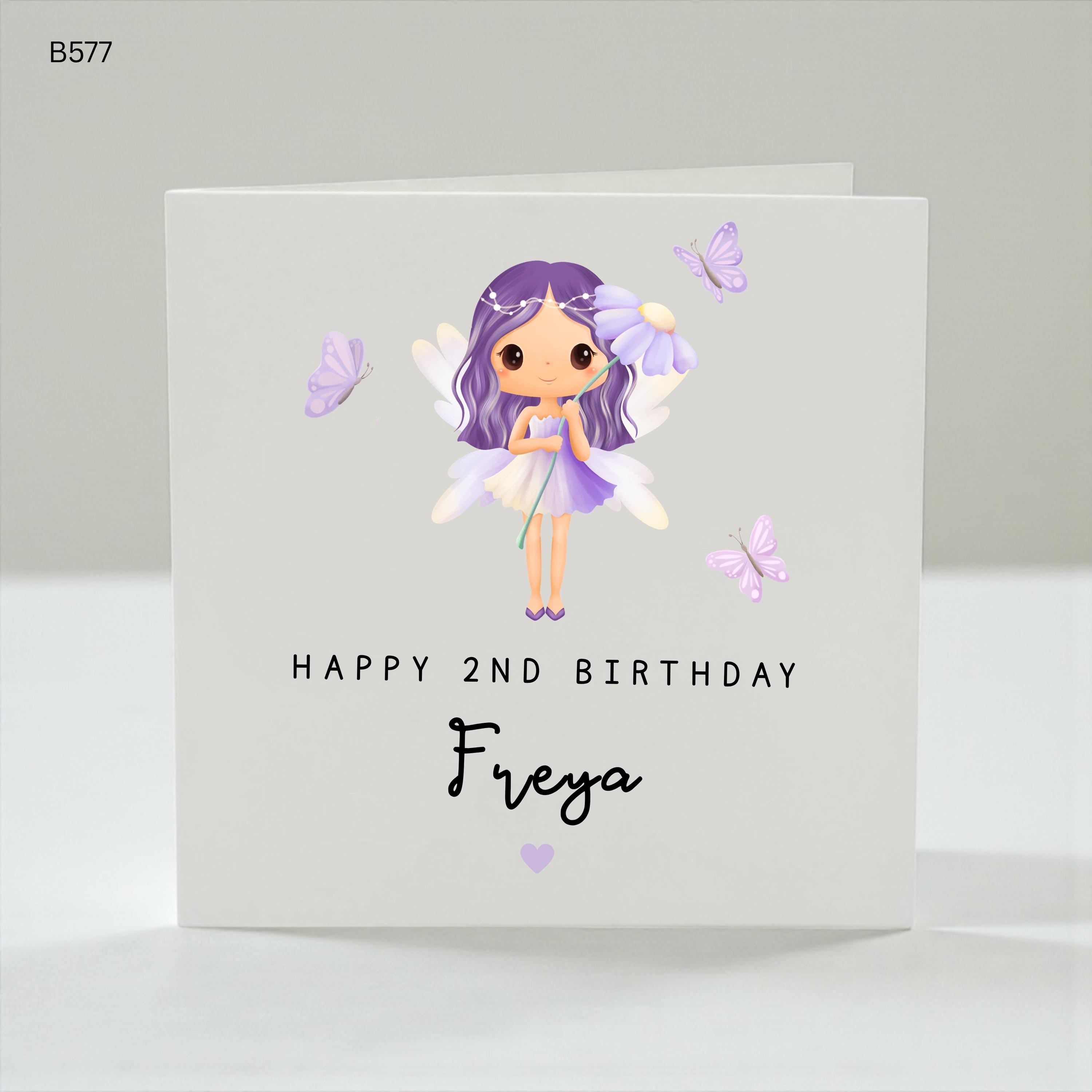 Personalised 2nd Birthday Fairy Card, Custom Fairy Birthday Card for Girl, Magical Fairy Birthday Card, 2nd Birthday Keepsake