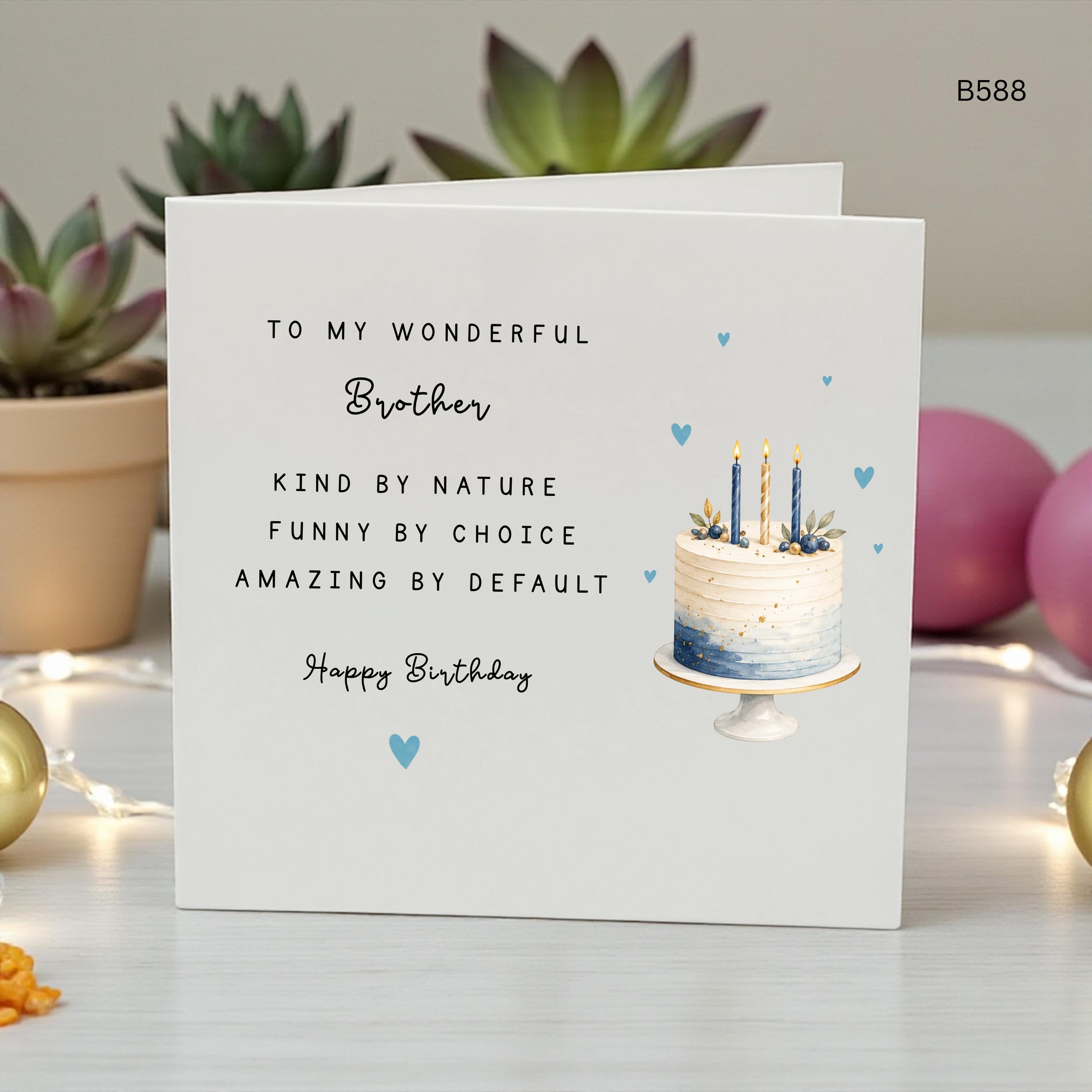 Personalised Brother Birthday Card, Funny Birthday Card For Brother, Wonderful Brother Card, Happy Birthday Brother Gift, Sibling Birthday