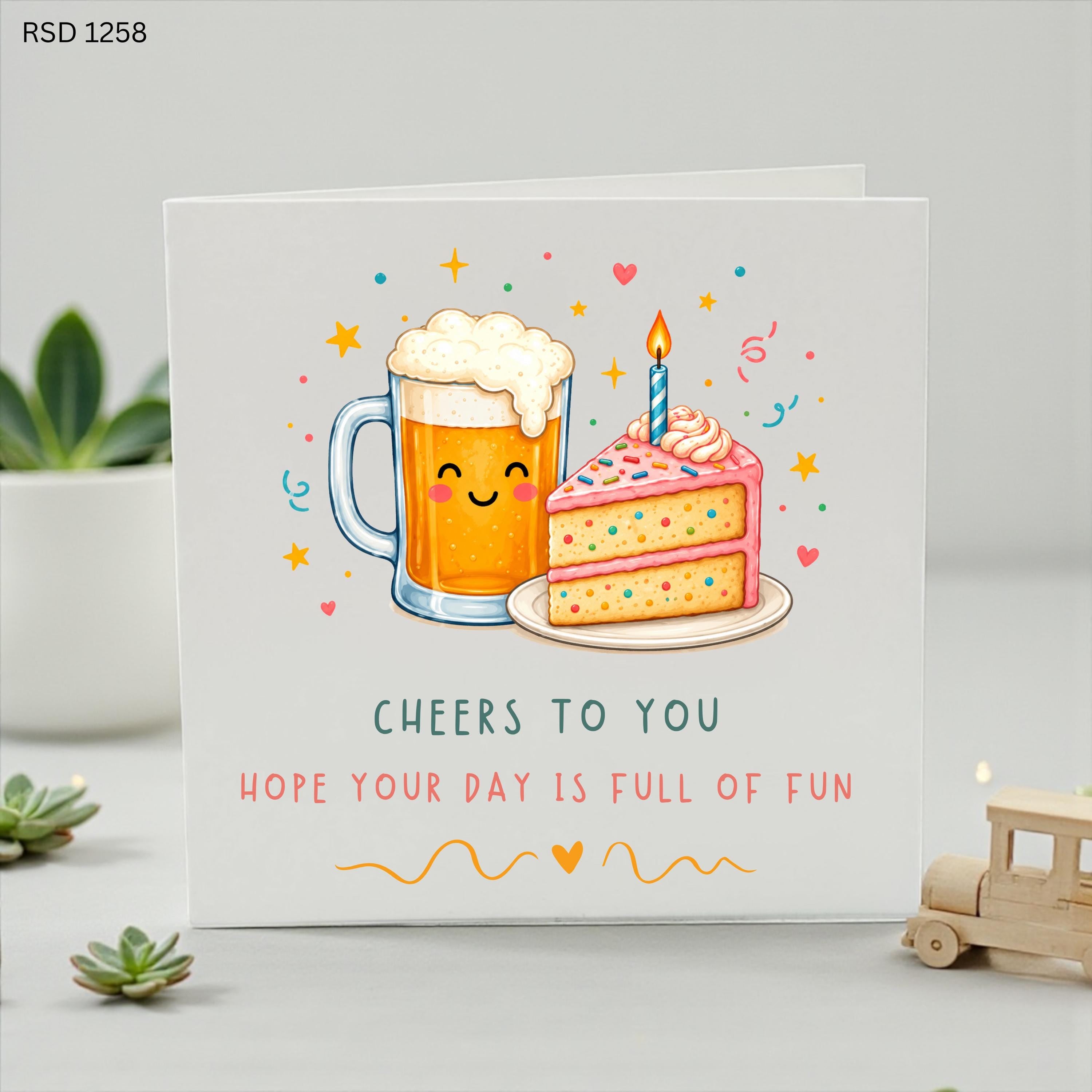 Funny Beer Birthday Card, Cheers To You Birthday Card, Beer Lover Birthday Card, Cake and Beer Birthday Card, Birthday Card for Him