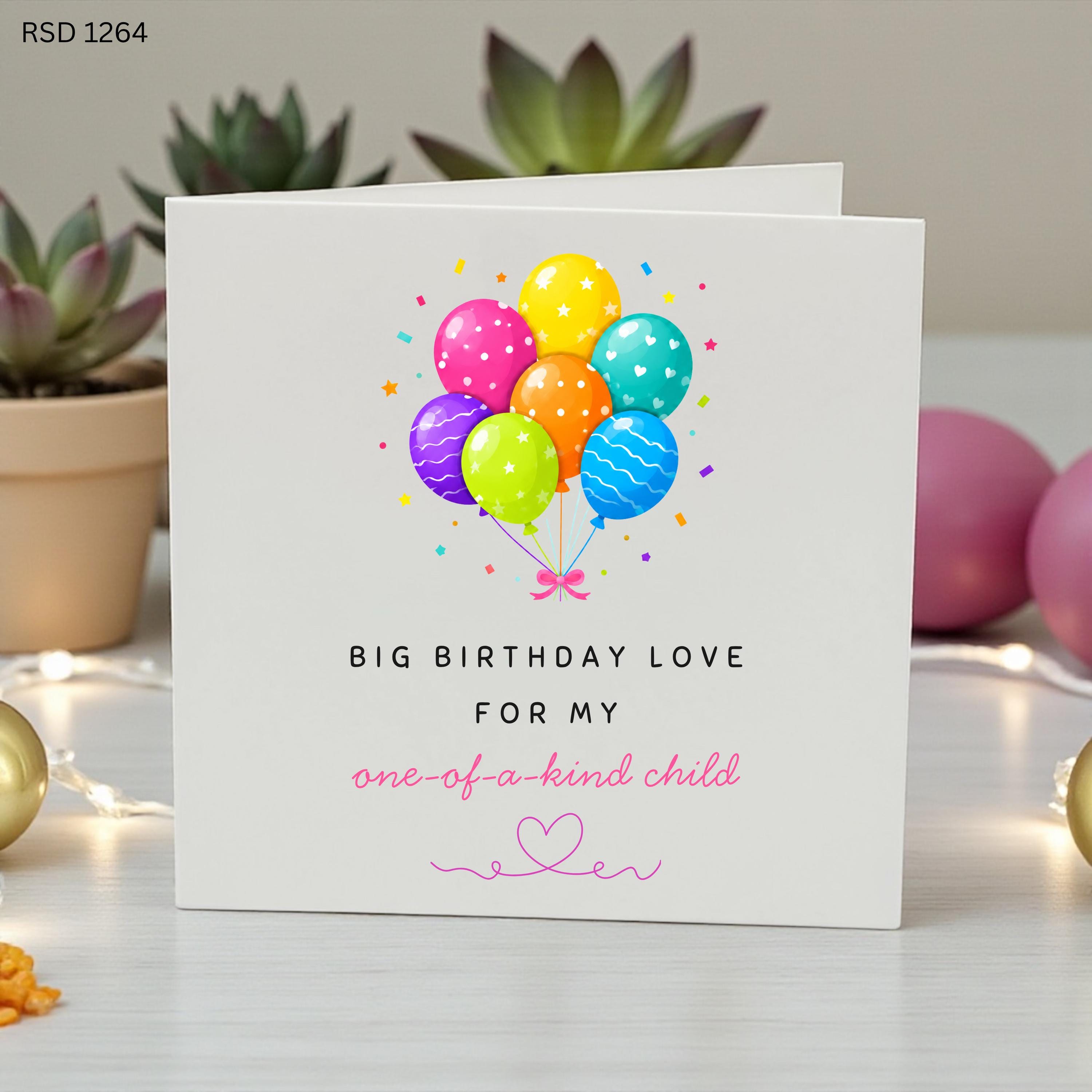 Personalised Child Birthday Card, Birthday Card for Son or Daughter, One of a Kind Child Card, Colourful Balloon Birthday , Custom Birthday