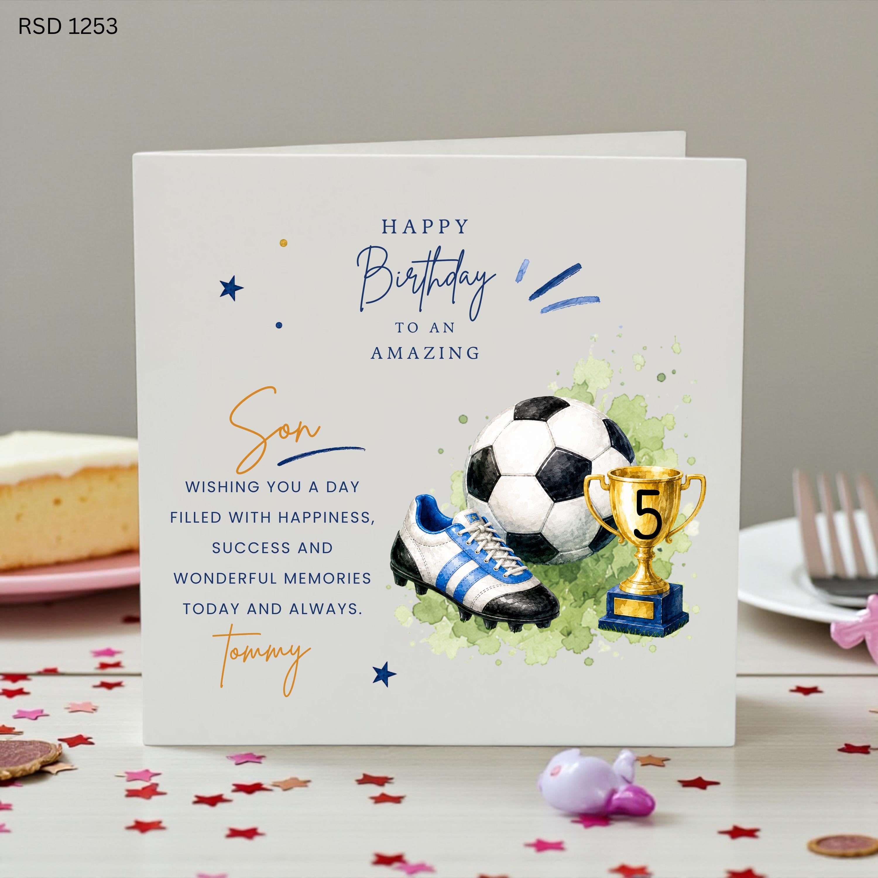 Personalised 5th Birthday Football Card, Custom Name Soccer Birthday Card, Age 5 Football Birthday Card Boy, Football Fan Birthday Card Gift