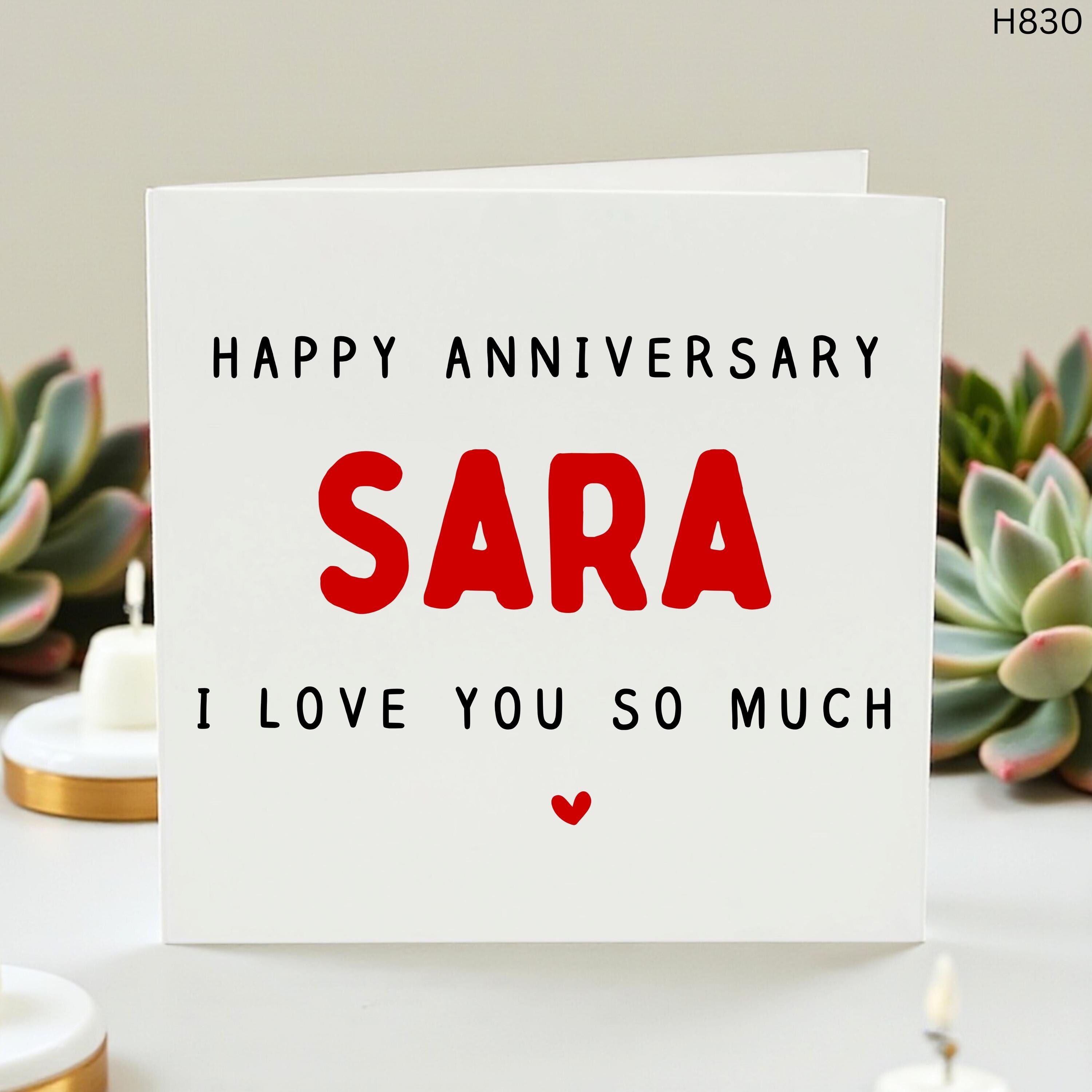Personalised Happy Anniversary Card, Custom Name Love Card For Wife Husband Girlfriend, I Love You So Much Romantic Card