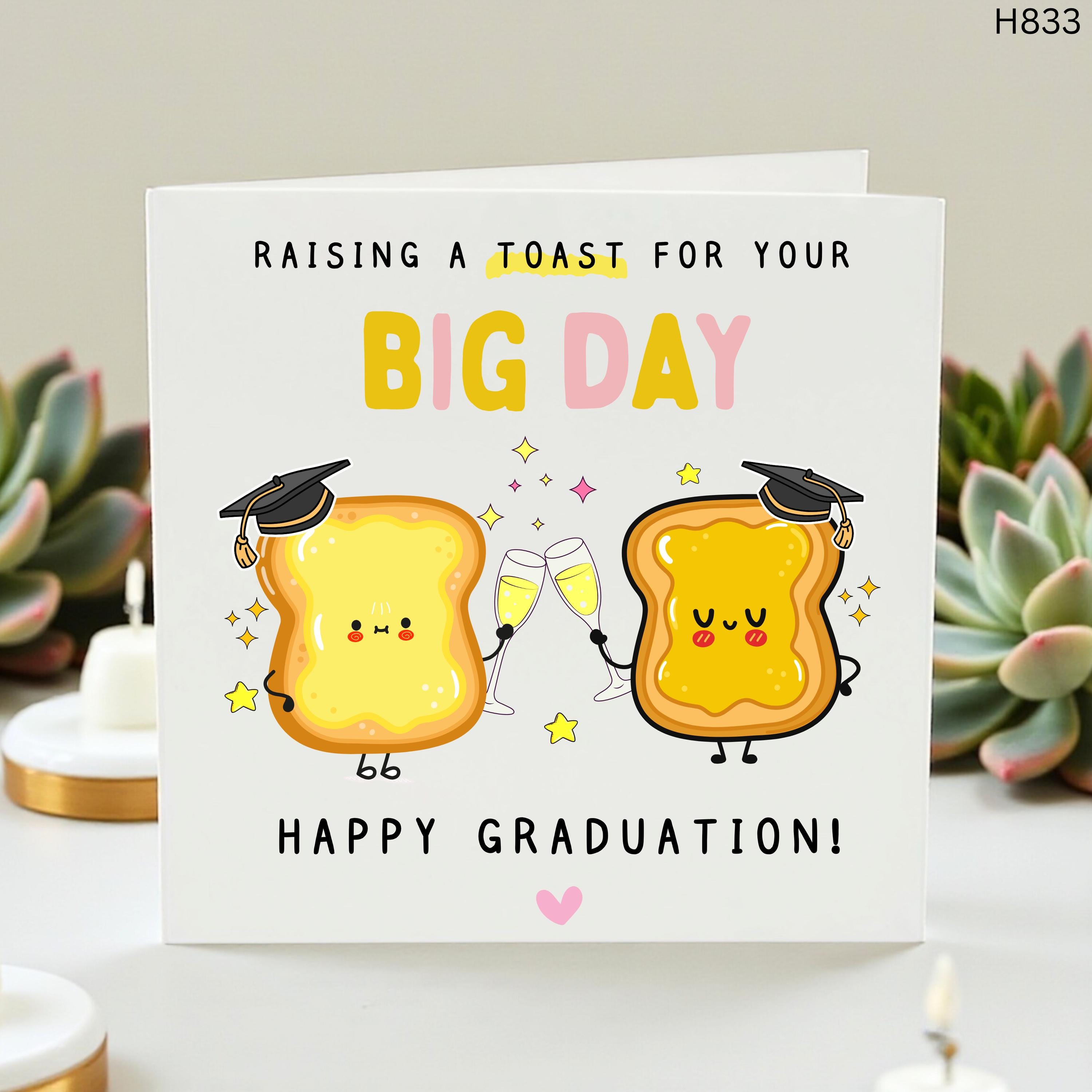Funny Graduation Card, Raising A Toast Big Day Card, Cute Graduate Congratulations Card, University College Graduation Card