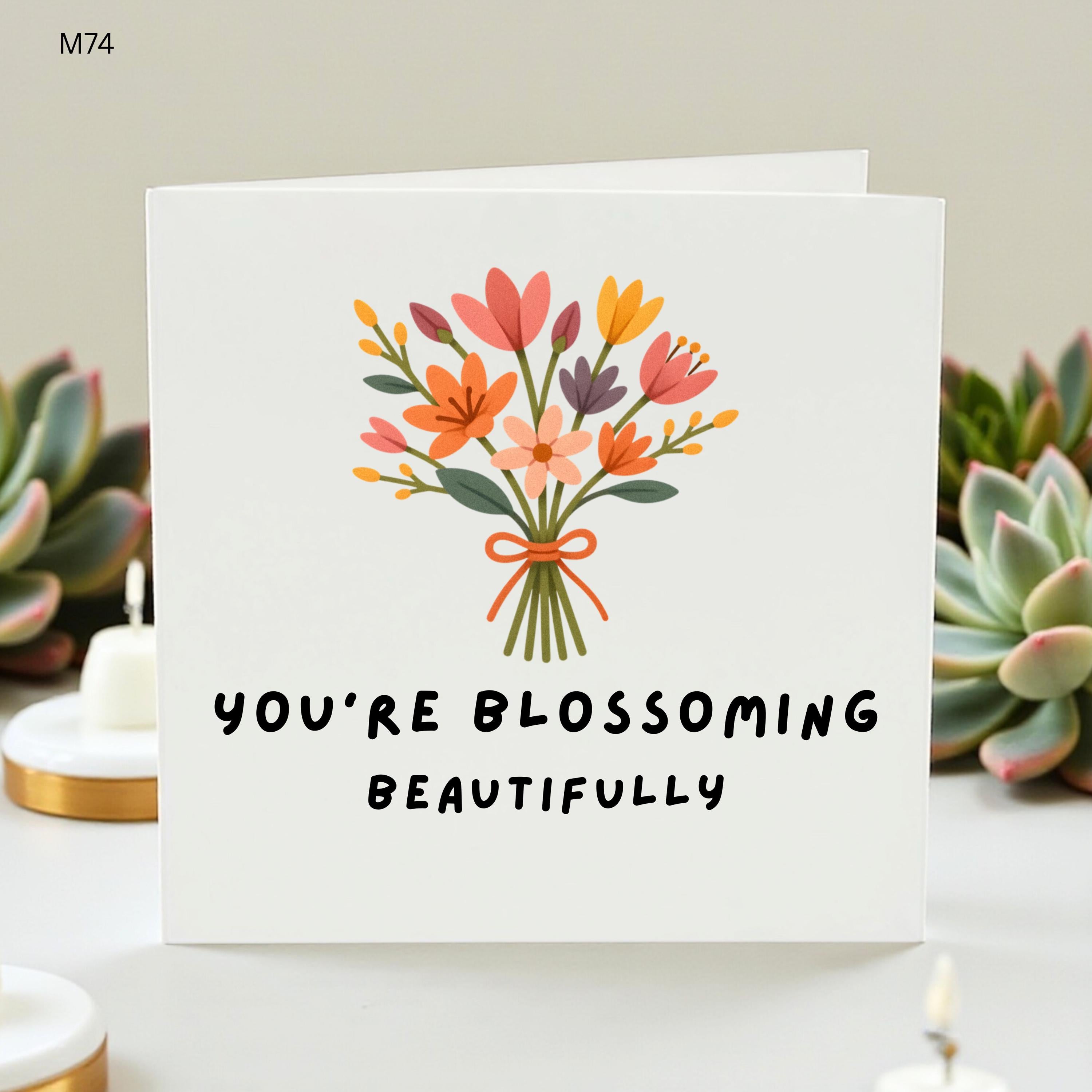 You’re Blossoming Beautifully Card, Floral Encouragement Card For Her, Thinking Of You Card, Friendship Support Card, Well Done Card