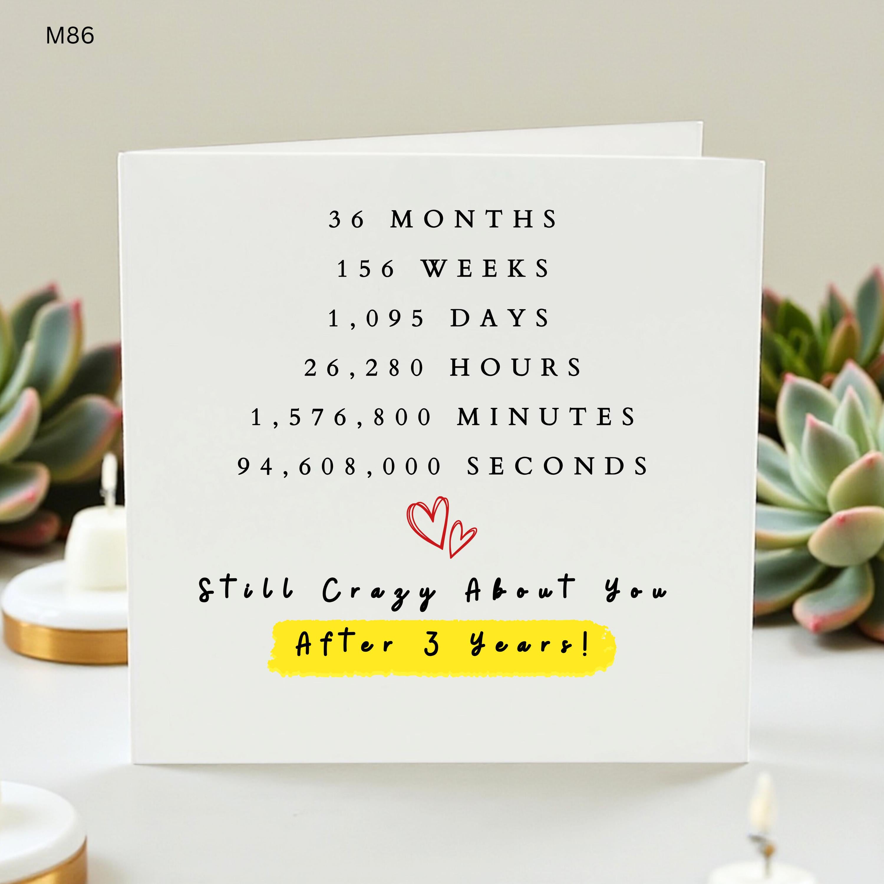 3rd Anniversary Card, Still Crazy About You After 3 Years Card, Cute Romantic Love Card For Boyfriend Girlfriend Husband Wife