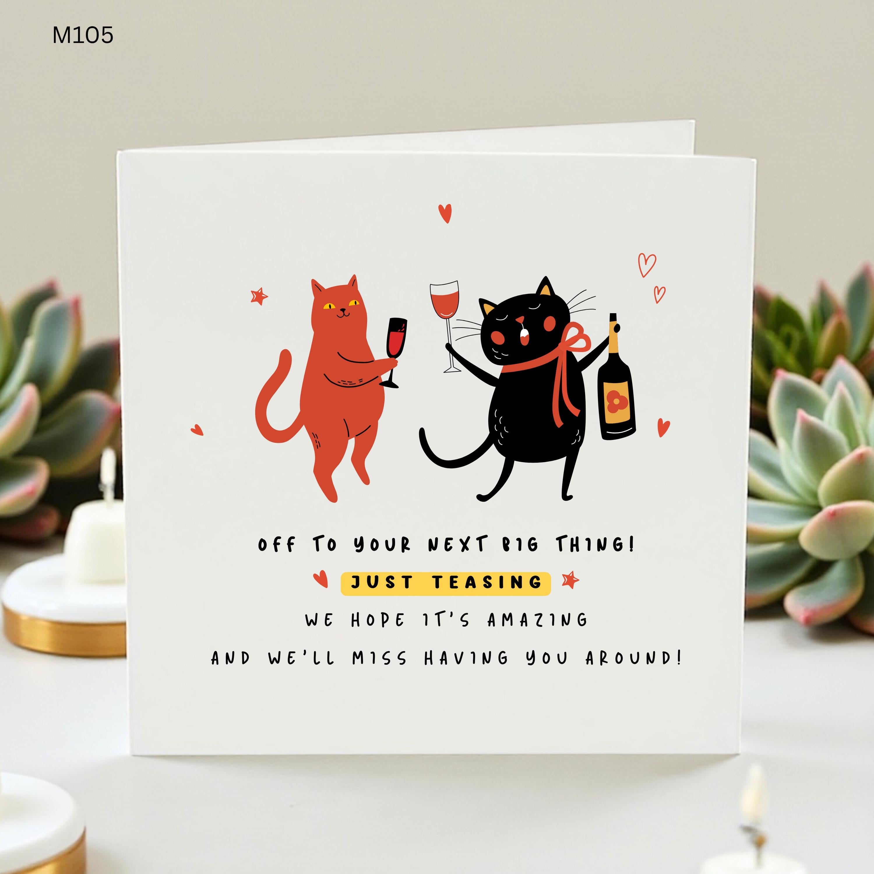 Funny Leaving Card, Cat Leaving Card, New Job Card For Colleague, Good Luck Card, Farewell Card, We Will Miss You Card