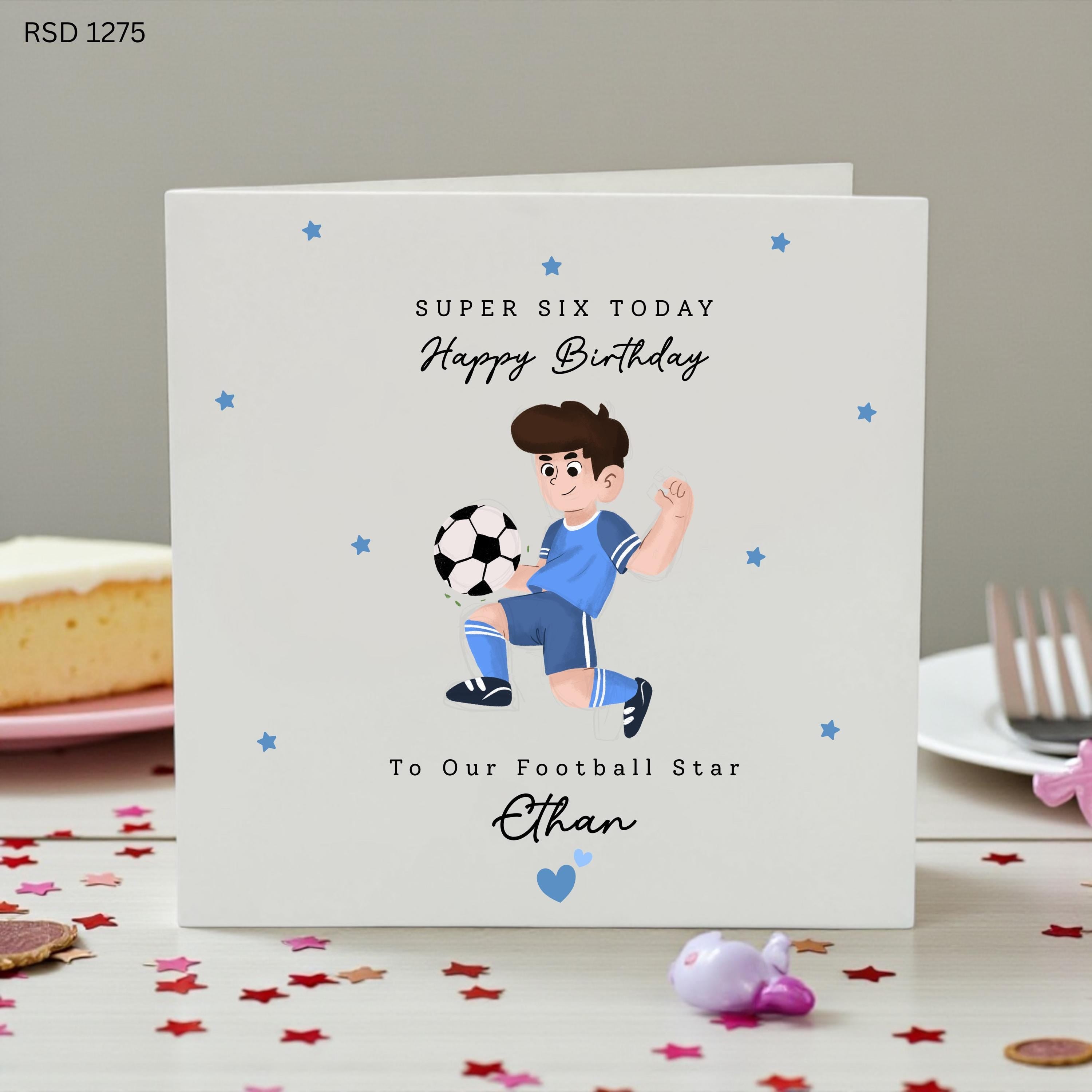 Personalised Football 6th Birthday Card for Boy, Custom Age 6 Soccer Birthday Card, Football Star Birthday Card, Son Grandson Nephew