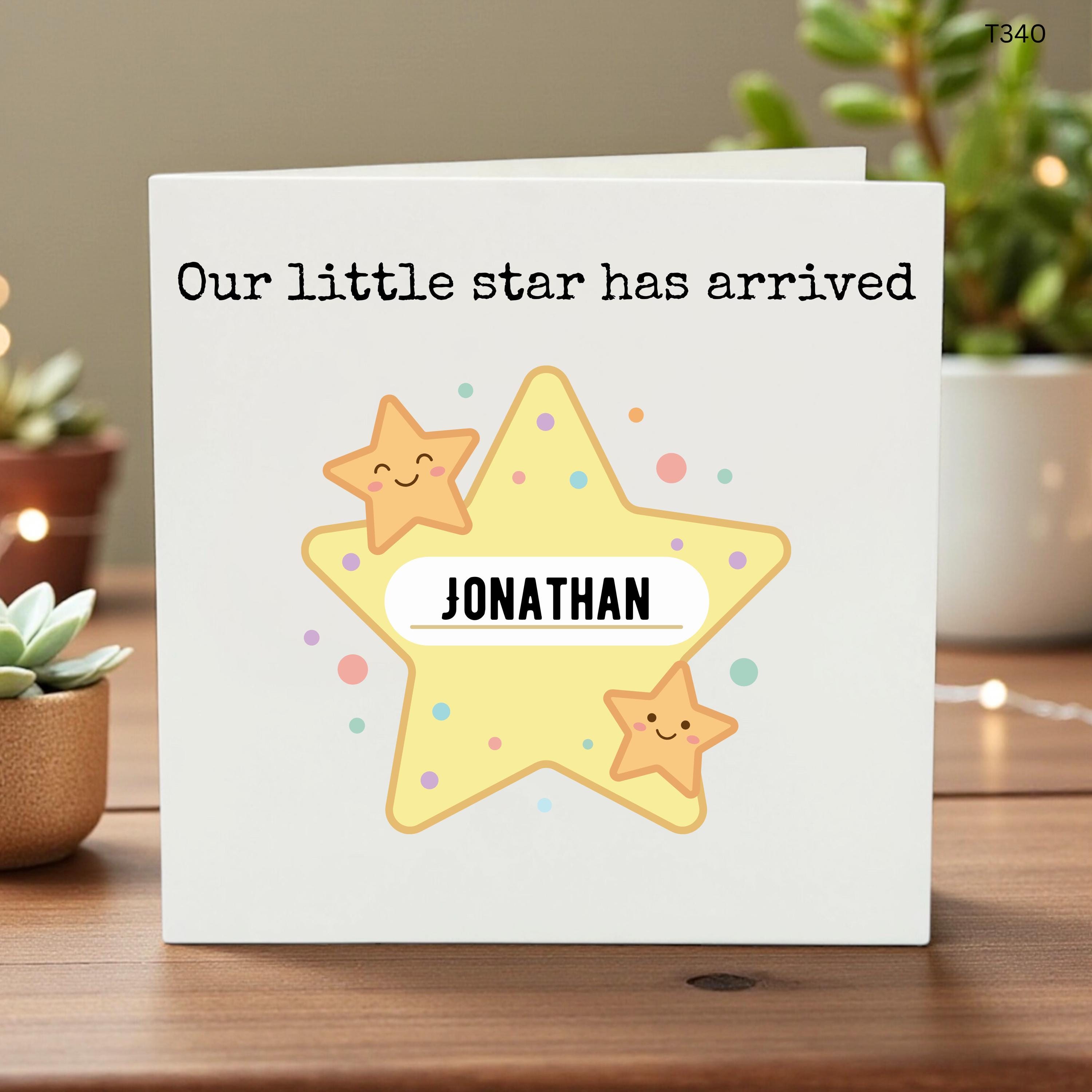 Personalised New Baby Card, Our Little Star Has Arrived, Custom Name Newborn Baby Boy Girl Card, Welcome To The World Keepsake