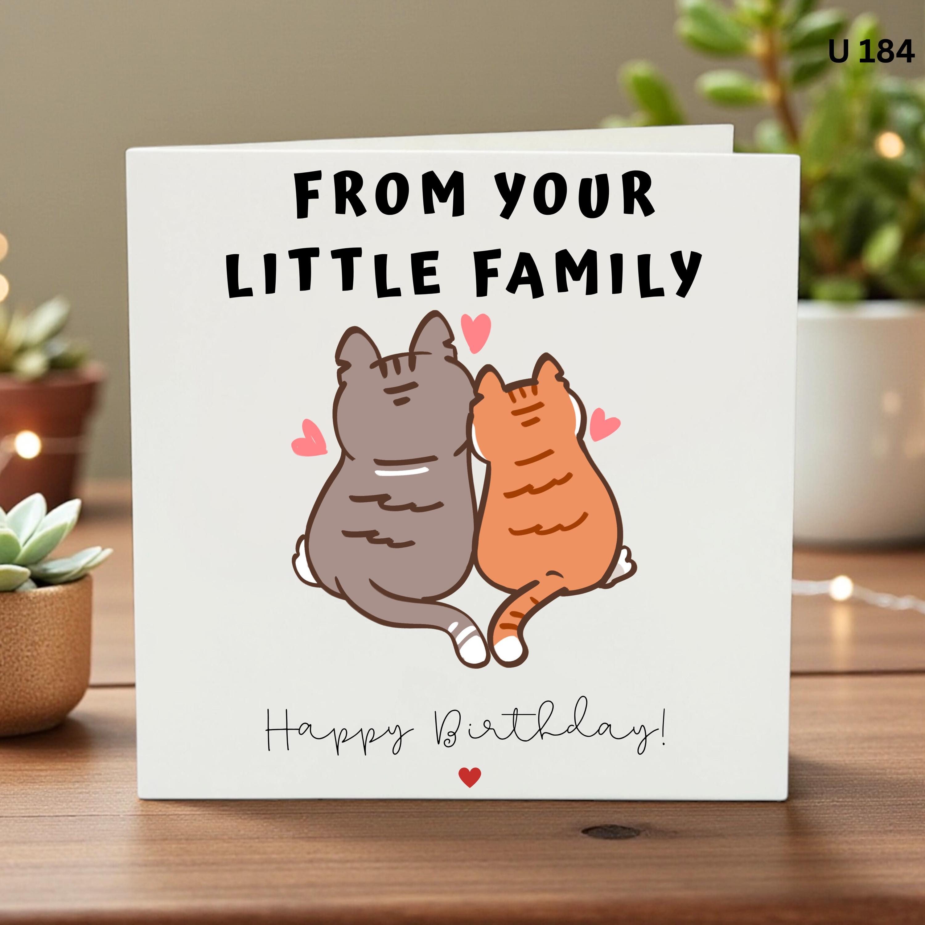Personalised Birthday Card From Cats, Cute Little Family Cat Birthday Card, From The Pets Card, Funny Cat Lover Birthday Card