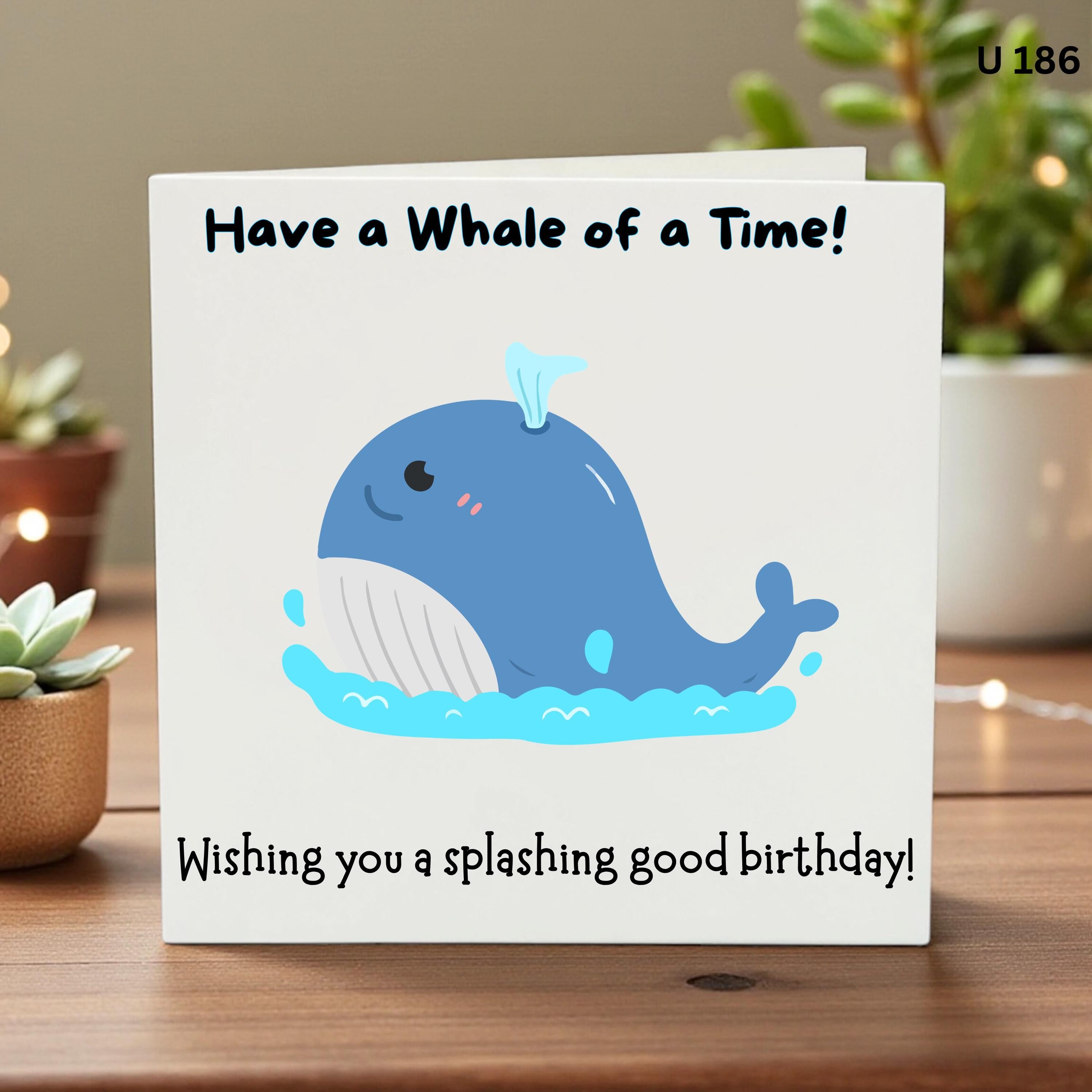 Cute Whale Birthday Card, Have a Whale of a Time Card, Ocean Animal Birthday Card for Kids, Boy, Girl, Son, Nephew, Grandson