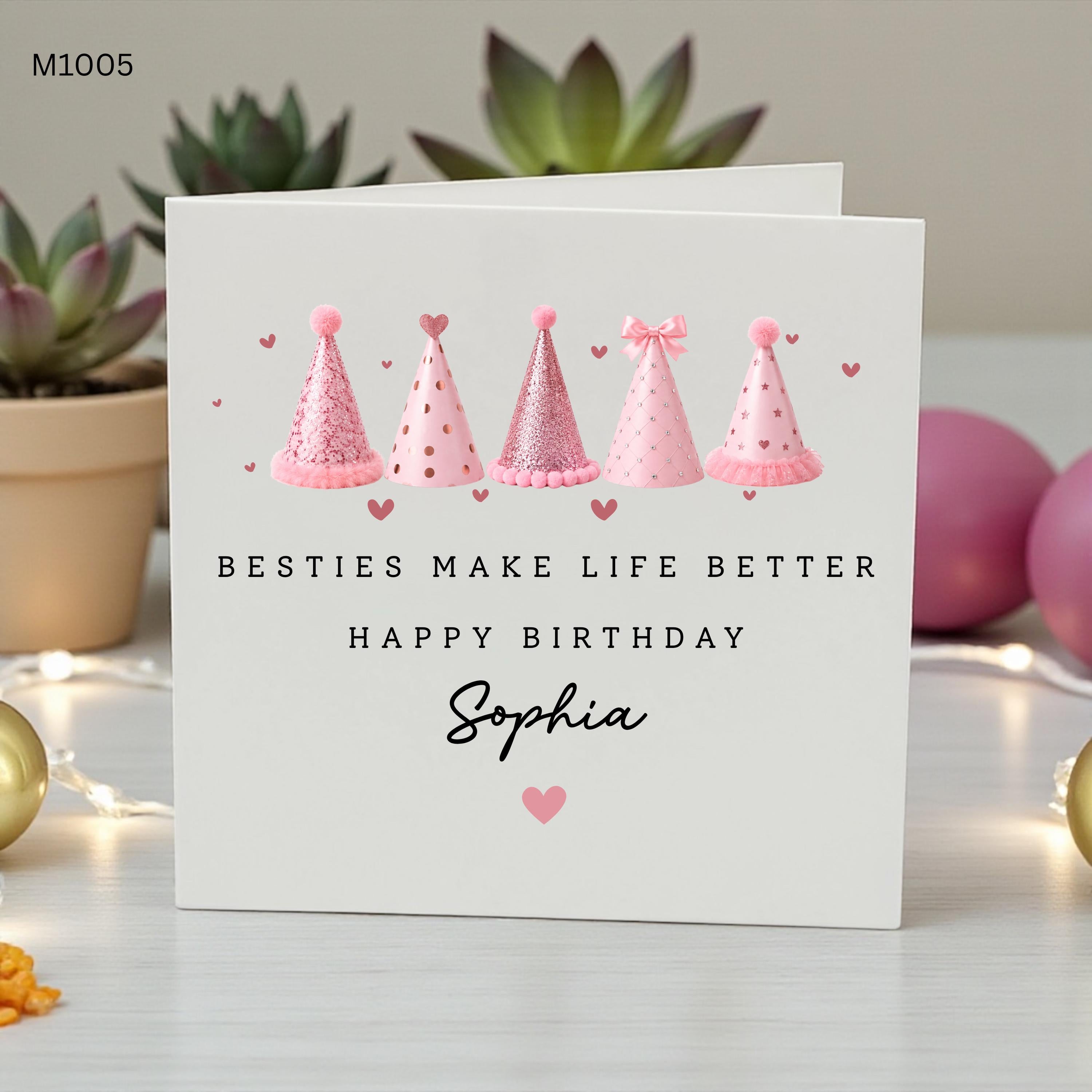Personalised Best Friend Birthday Card, Happy Birthday Bestie Card, Custom Name Friend Birthday Card, Besties Make Life Better Card