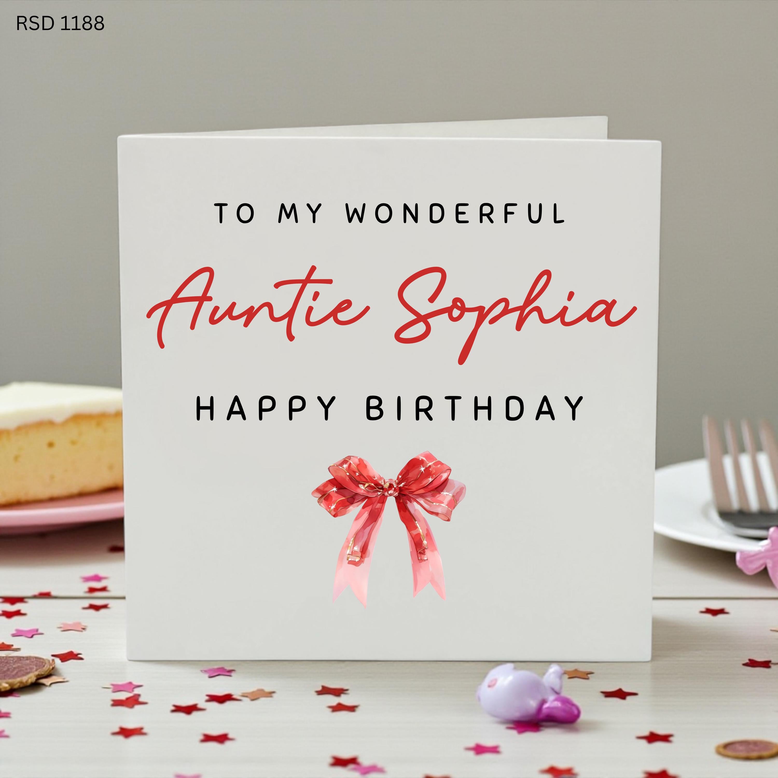 Personalised Auntie Birthday Card, Custom Auntie Sophia Birthday Card, Happy Birthday Auntie Card, Aunt Birthday Card, Special Auntie Gift