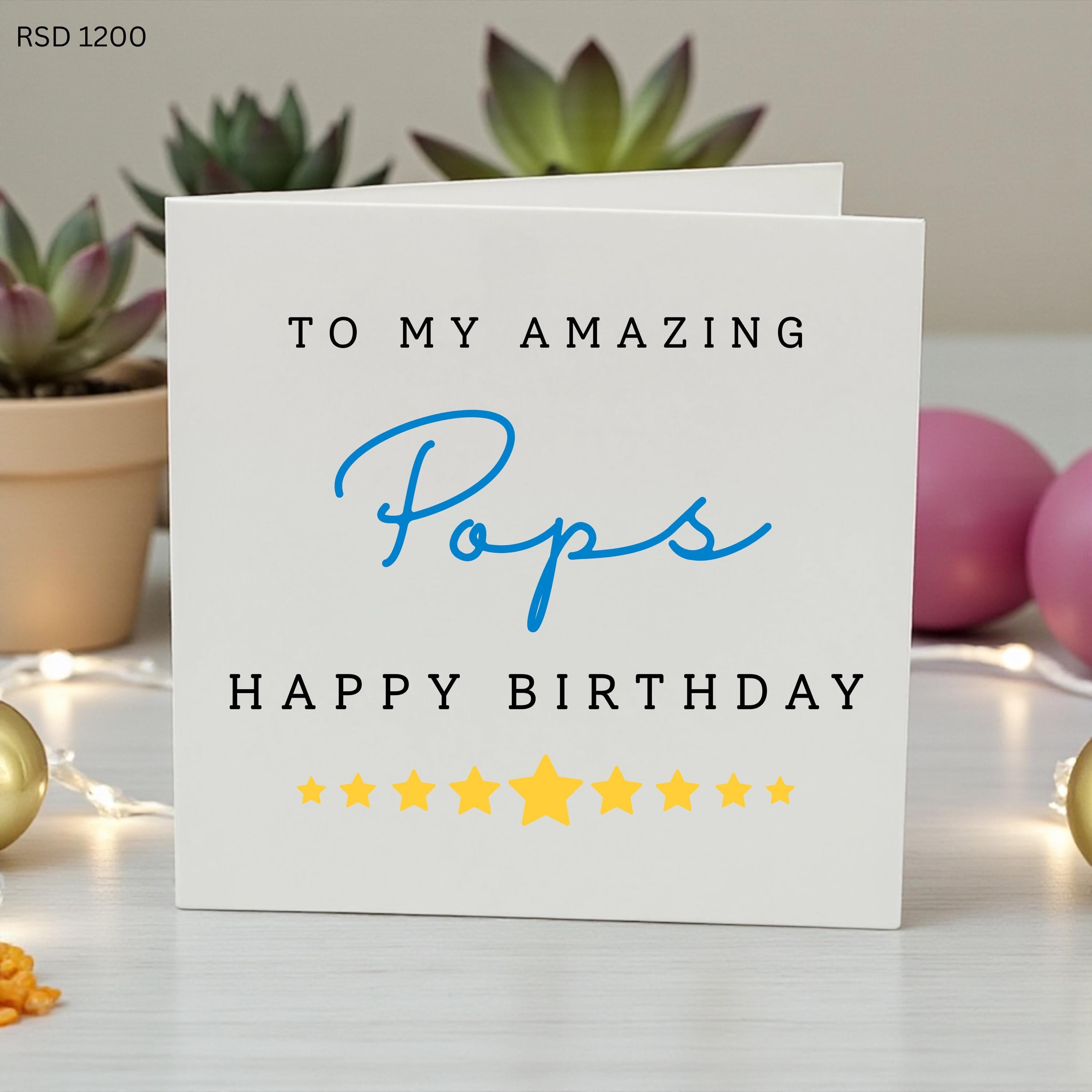 Personalised Pops Birthday Card, Happy Birthday Pops Card, Custom Grandad Birthday Card, Amazing Pops Birthday Card, Grandpa Birthday Card,