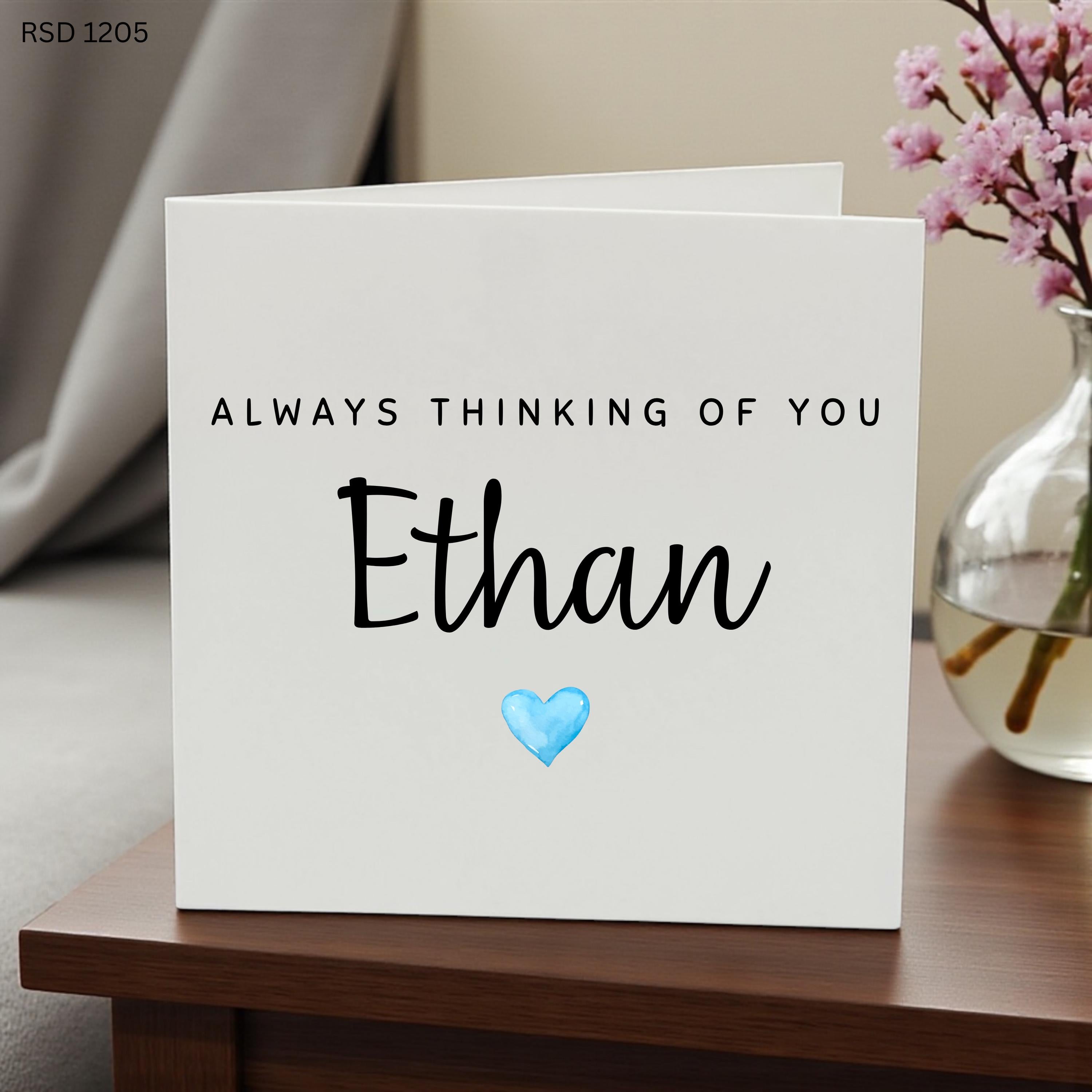 Personalised Thinking of You Card, Custom Name Thinking of You Card, Miss You Card for Him, Encouragement Card, Just Because Card