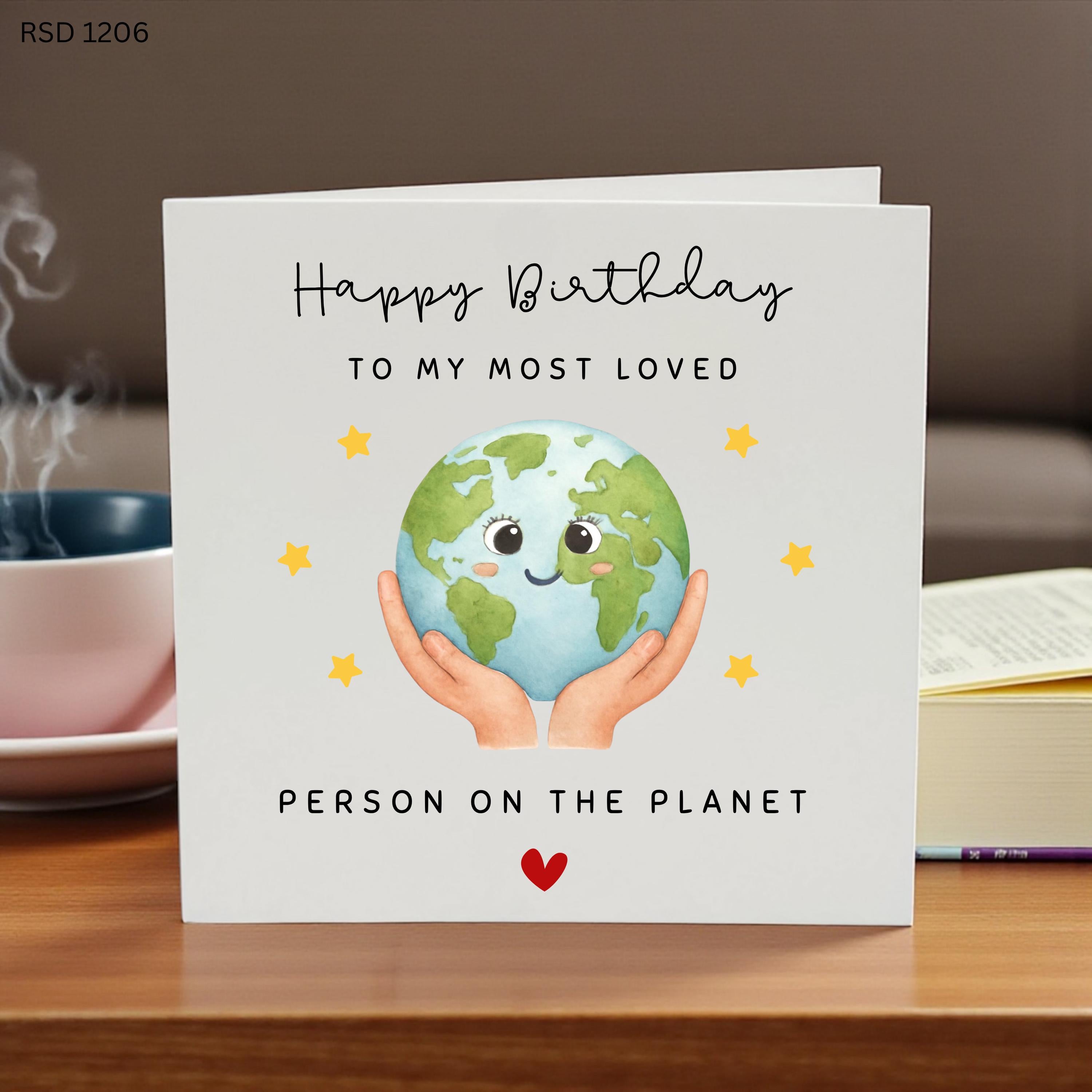 Personalised Birthday Card for Loved One, Happy Birthday to My Favourite Person Card, Cute Planet Birthday Card, Romantic Birthday Card