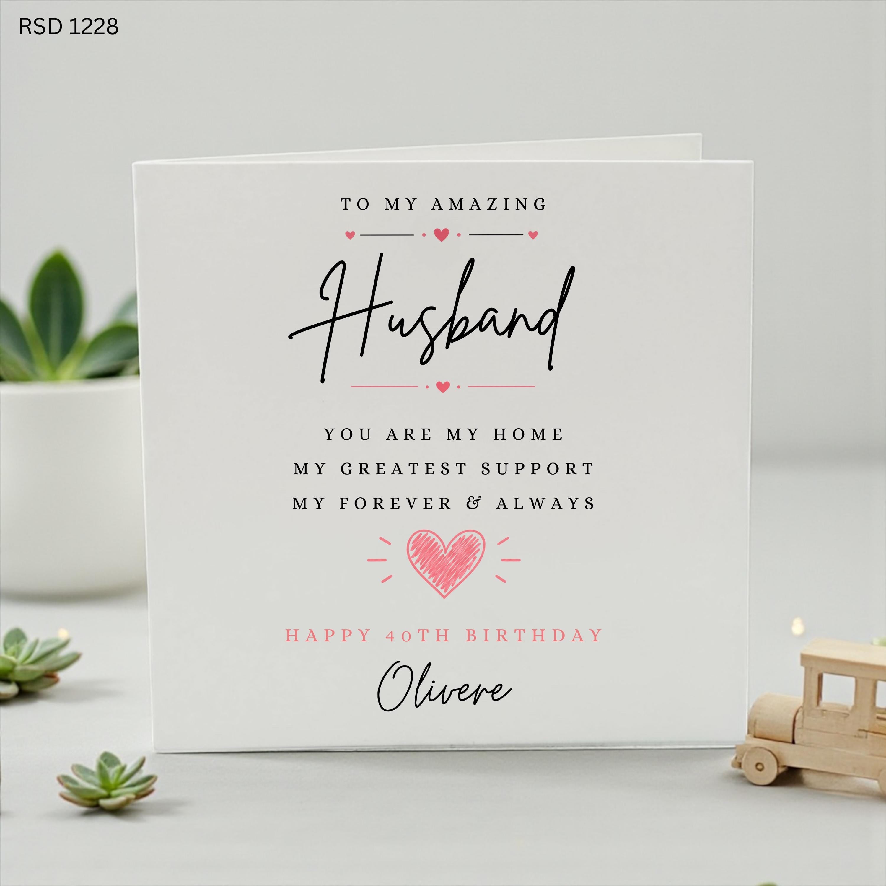 Personalised 40th Birthday Card for Husband, Romantic Husband Birthday Card, Custom Name 40th Birthday Card, Heartfelt Birthday Card for Him