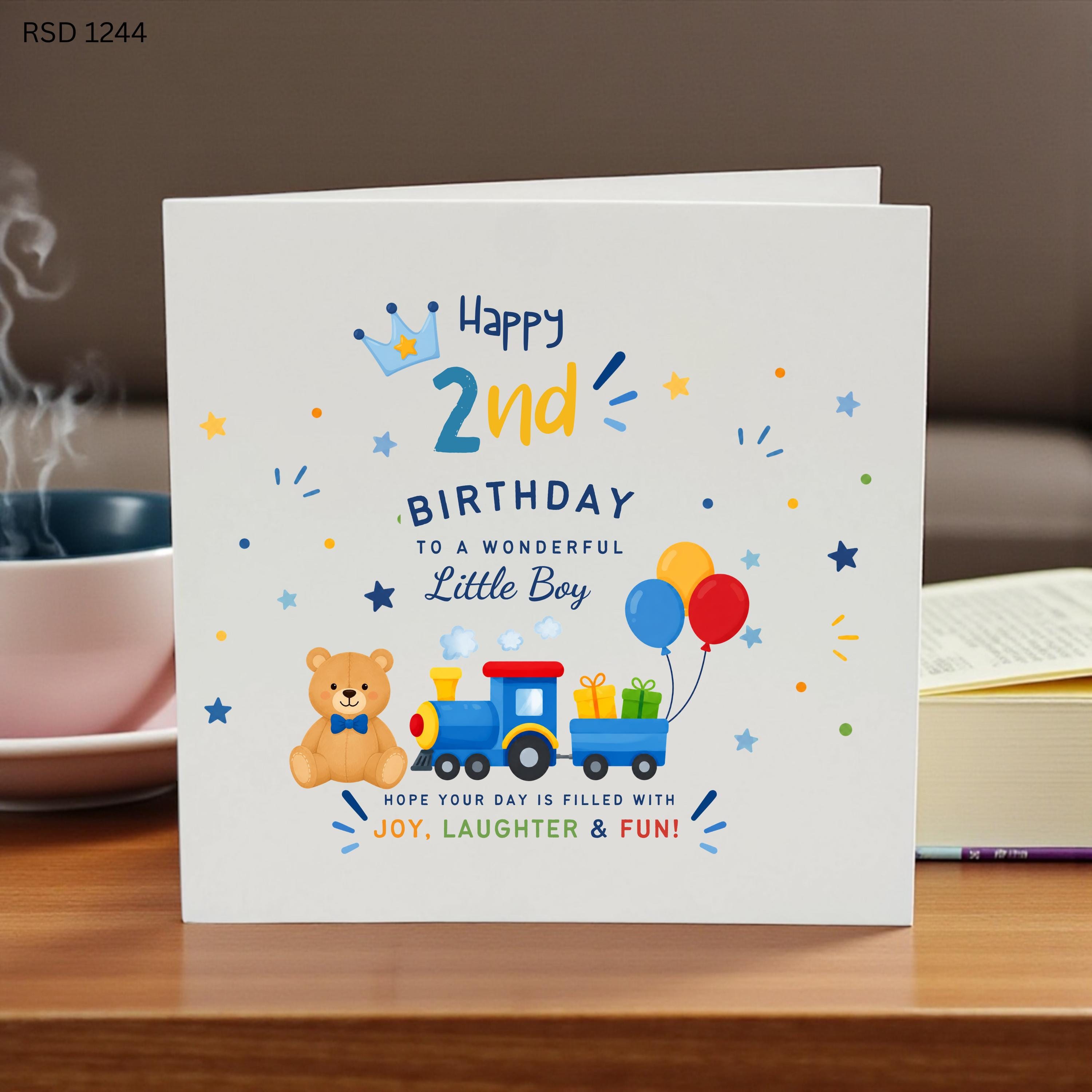 2nd Birthday Card Boy, Personalised 2nd Birthday Card, Happy 2nd Birthday Little Boy, Train Birthday Card, Toddler Birthday Card, Birthday