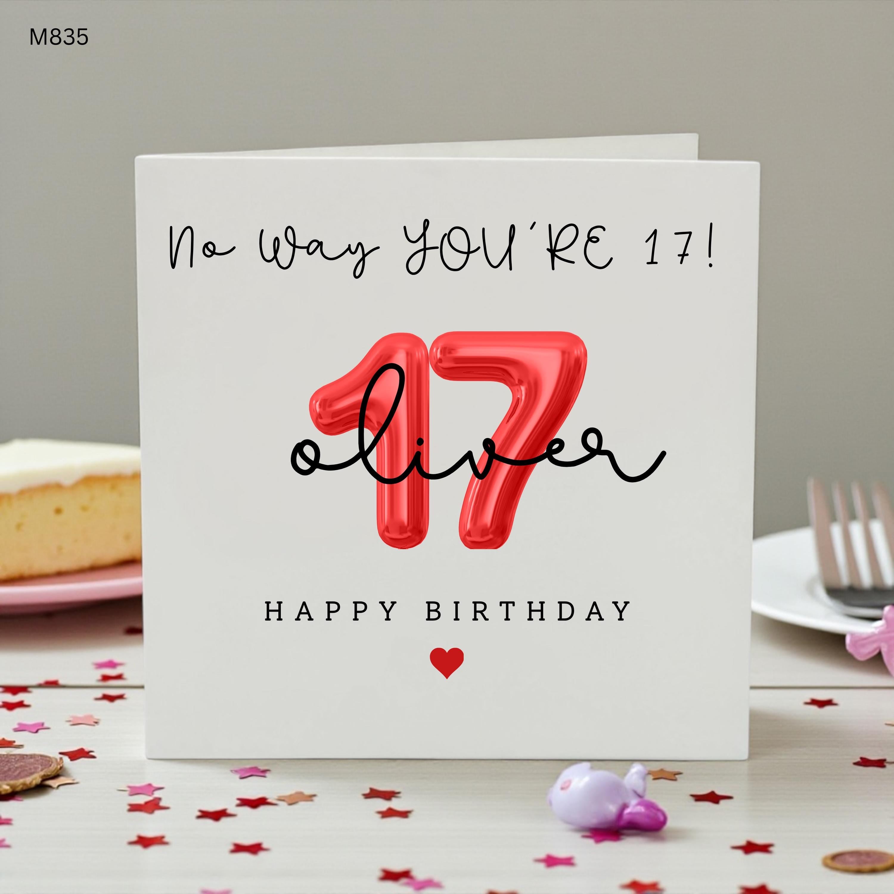 Personalised 17th Birthday Card, Custom Name Seventeen Birthday Card, Funny 17th Birthday Card for Teen Boy Girl, Age 17